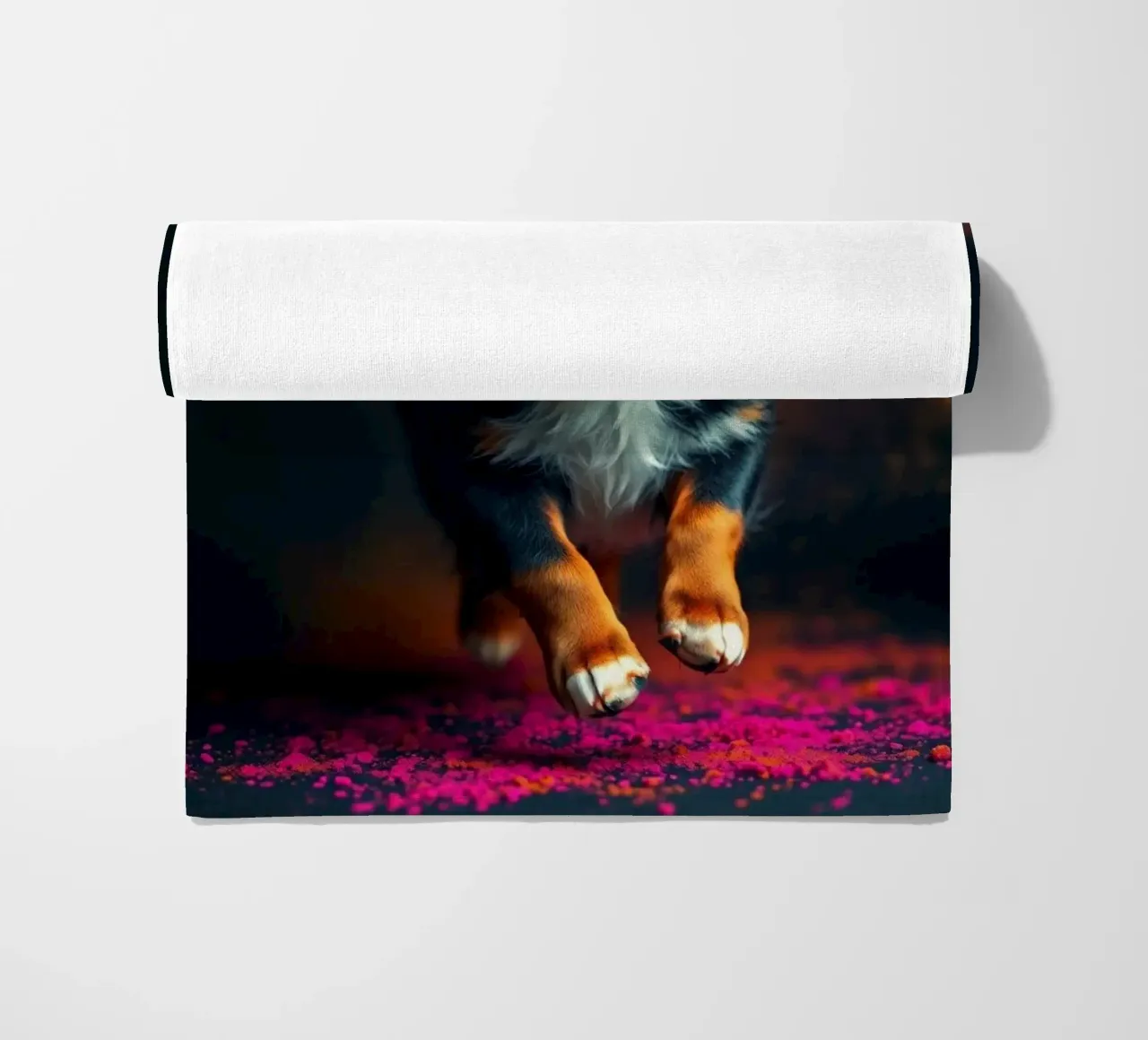 The colorful Bernese Mountain Dog #223 beach towel by Yumis.Beargang.and.Me