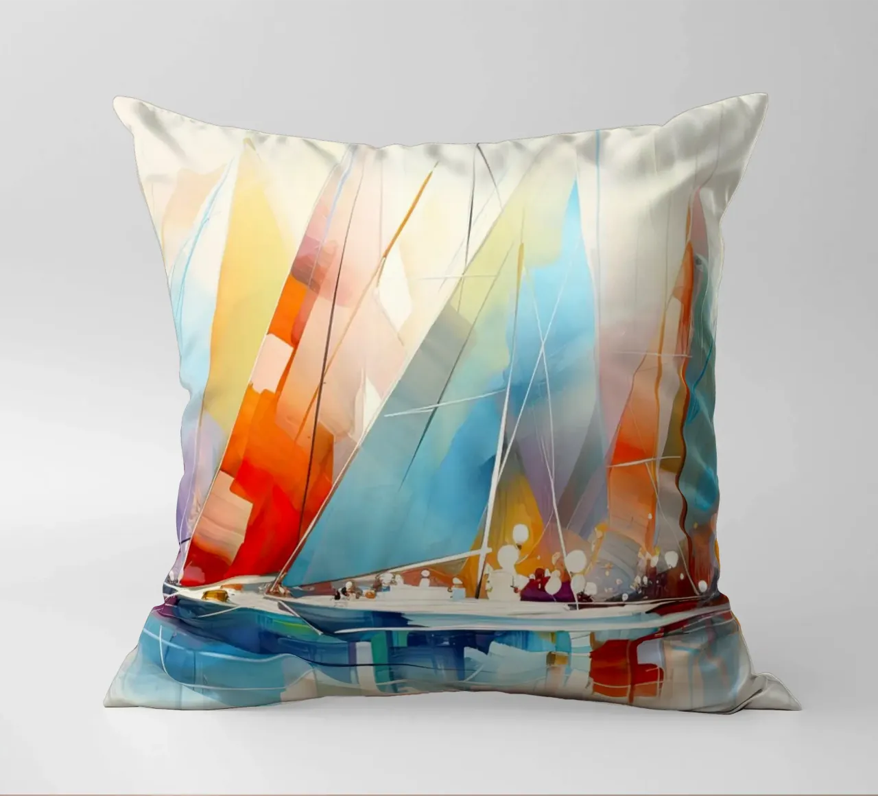 Barche a vela, astratto con colori vivaci cuscino da Imagine