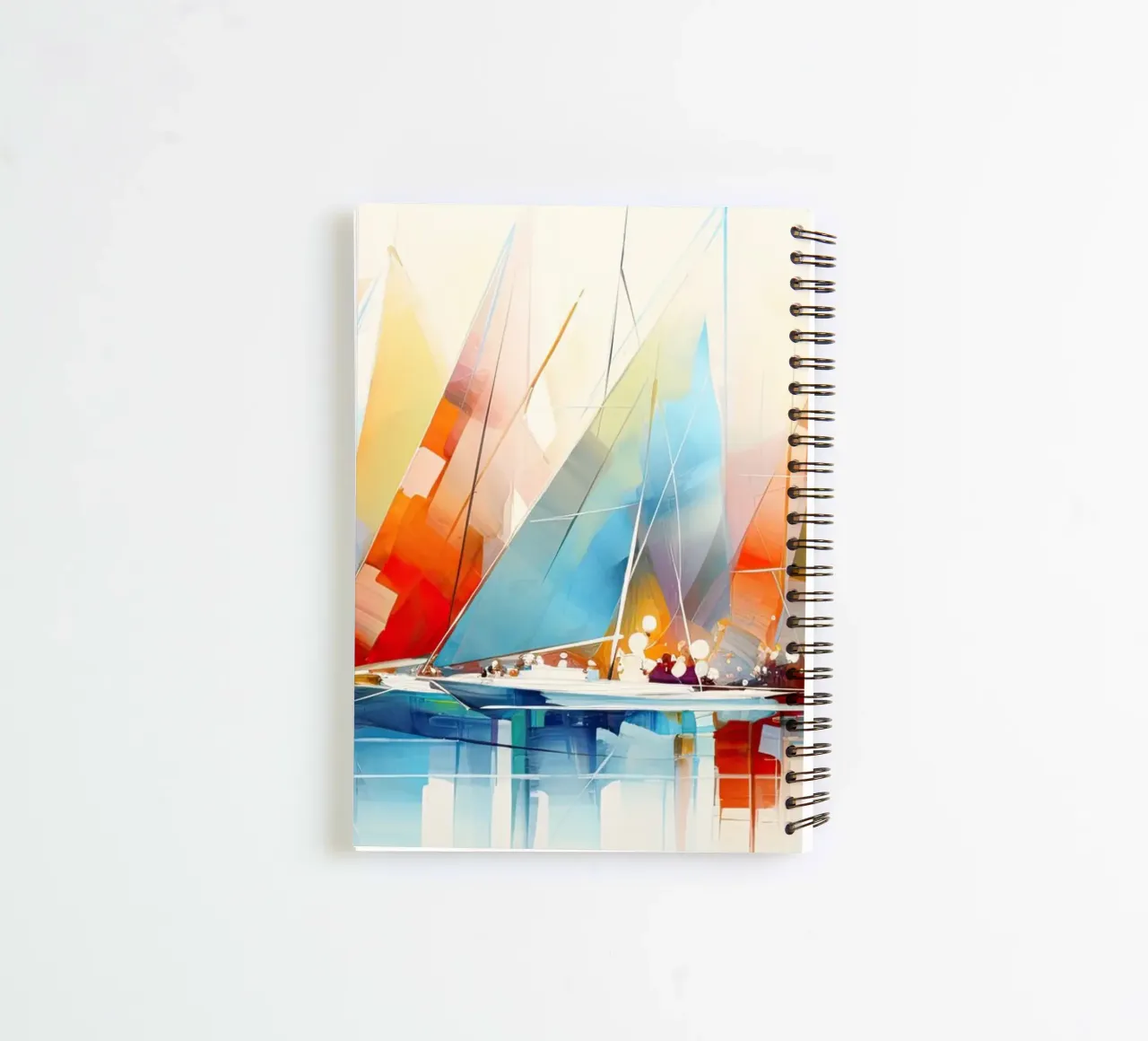 Sailboats, abstract in bright colours spiral notebook by Imagine