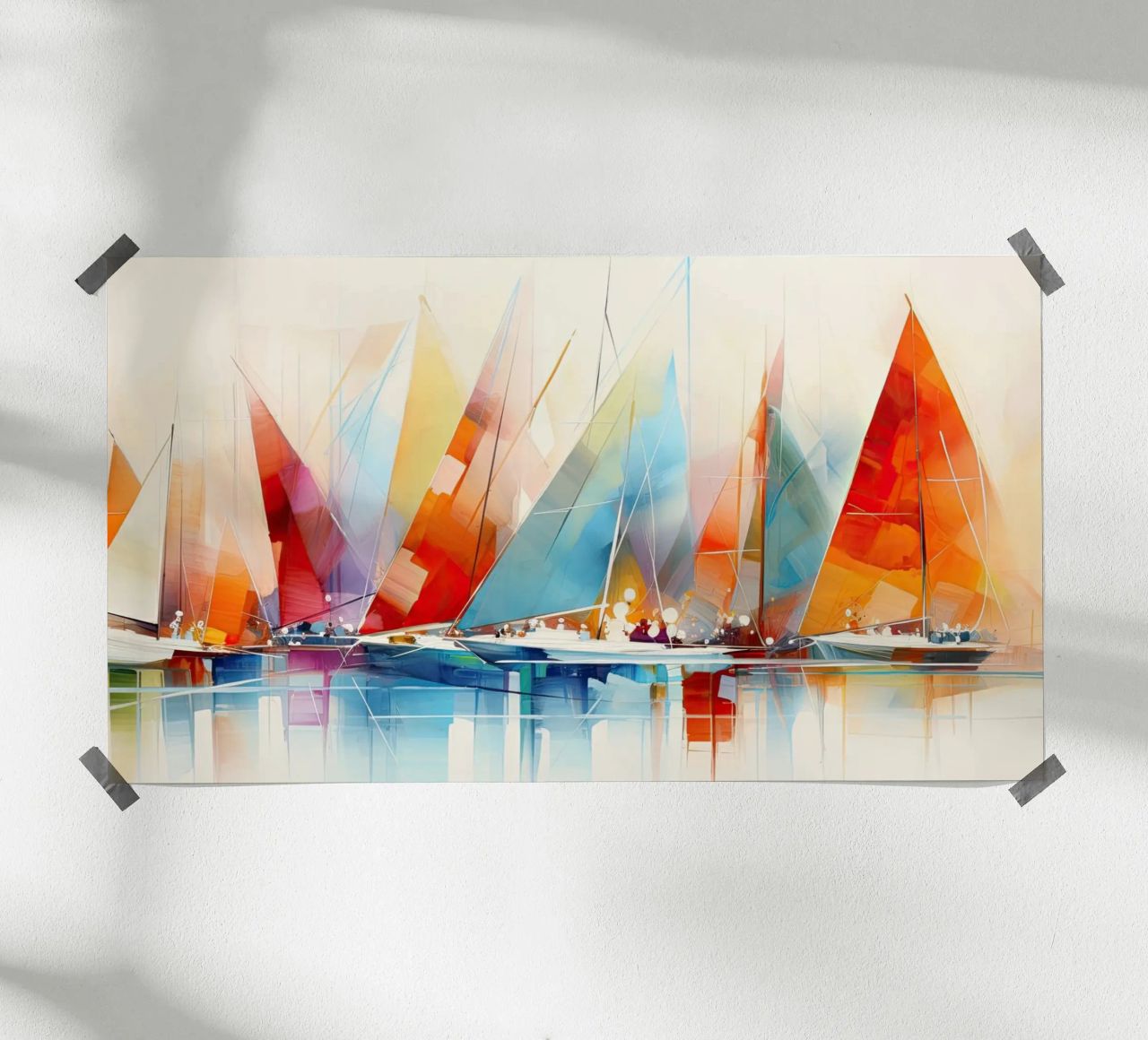 Barche a vela, astratto con colori vivaci poster da Imagine