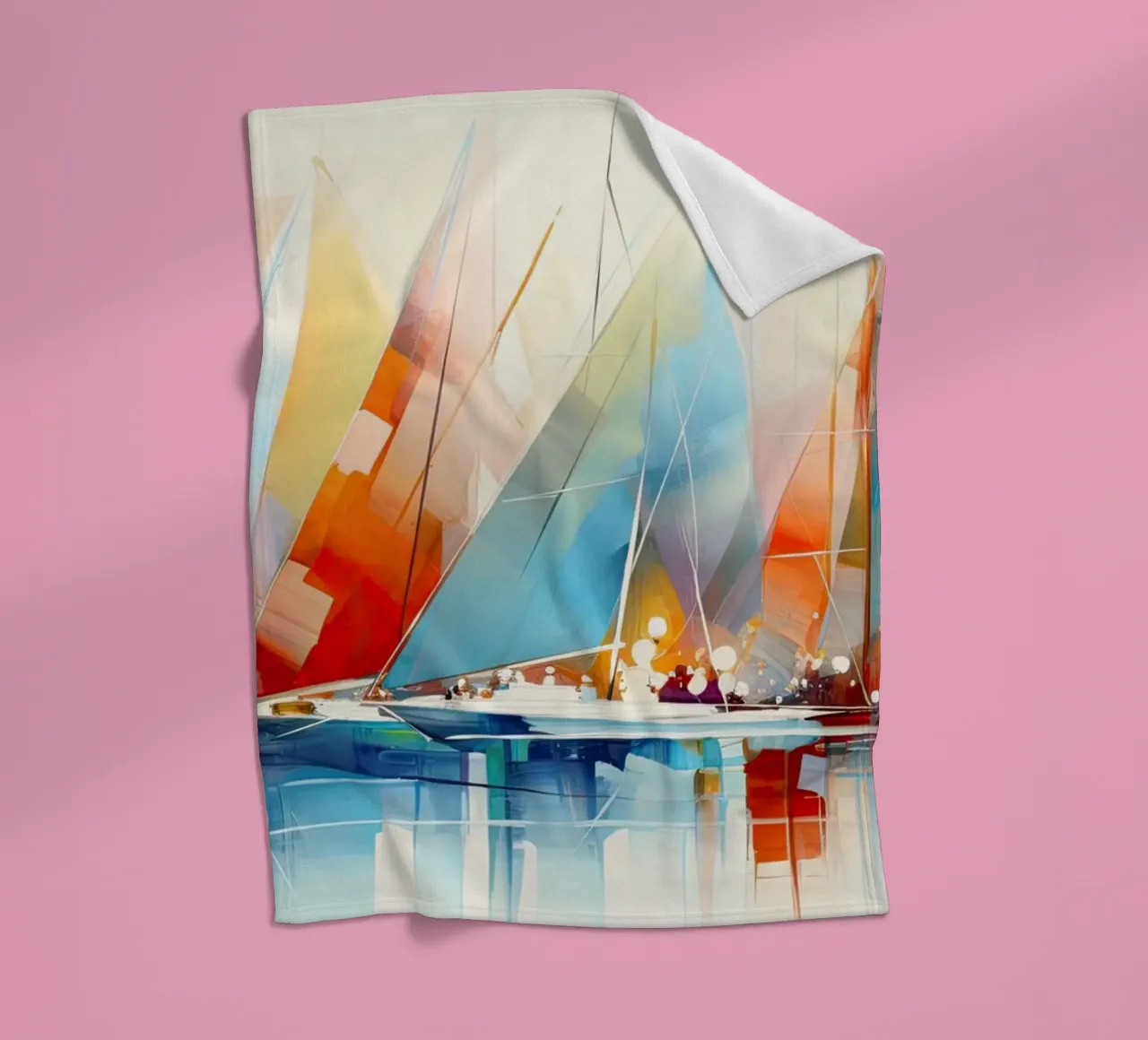 Segelboote, abstrakt in leuchtenden Farben Fleecedecke von Imagine