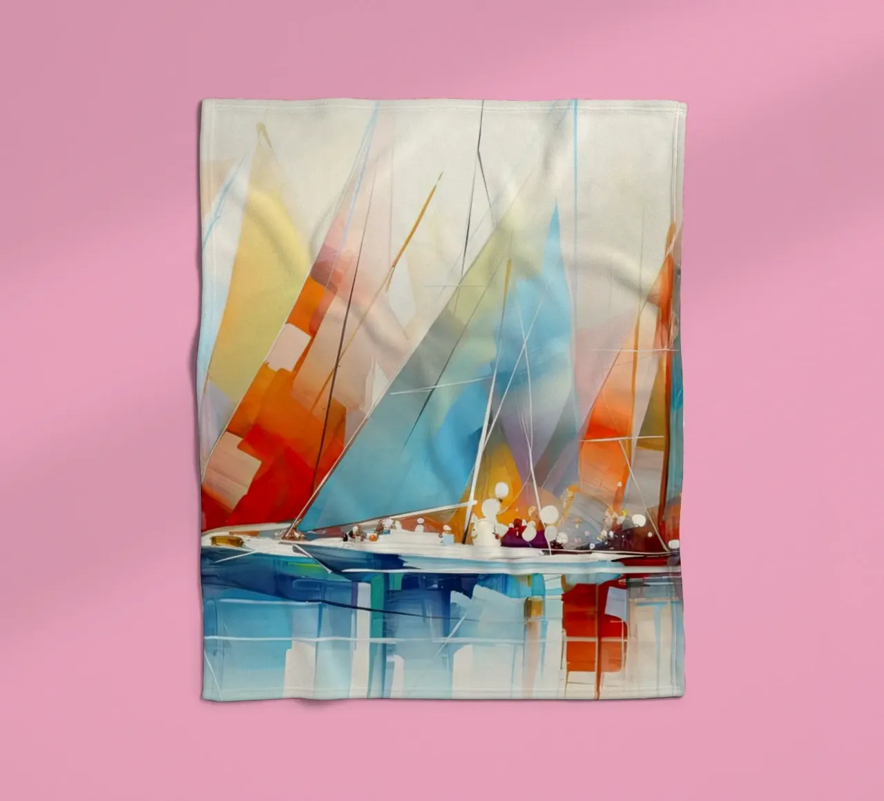 Segelboote, abstrakt in leuchtenden Farben Fleecedecke von Imagine