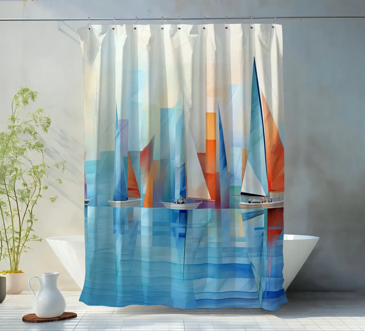 Zeilboten abstract shower curtain by Imagine