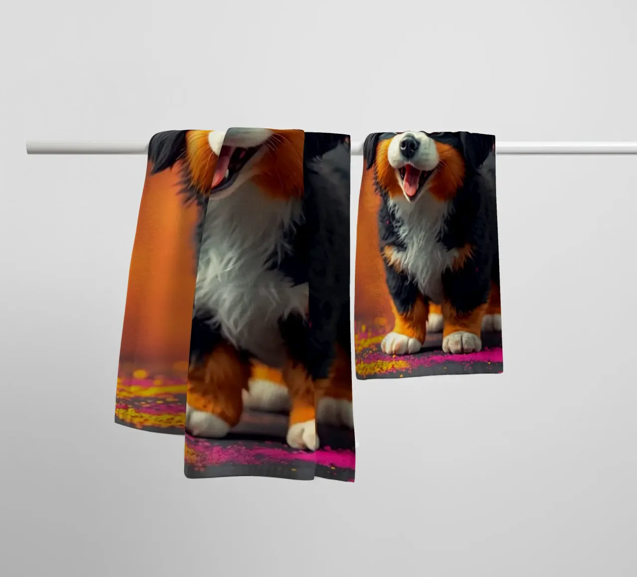 The colorful Bernese Mountain Dog #224 towel by Yumis.Beargang.and.Me