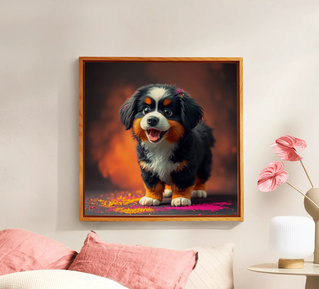 The colorful Bernese Mountain Dog #224 acrylic glass by Yumis.Beargang.and.Me