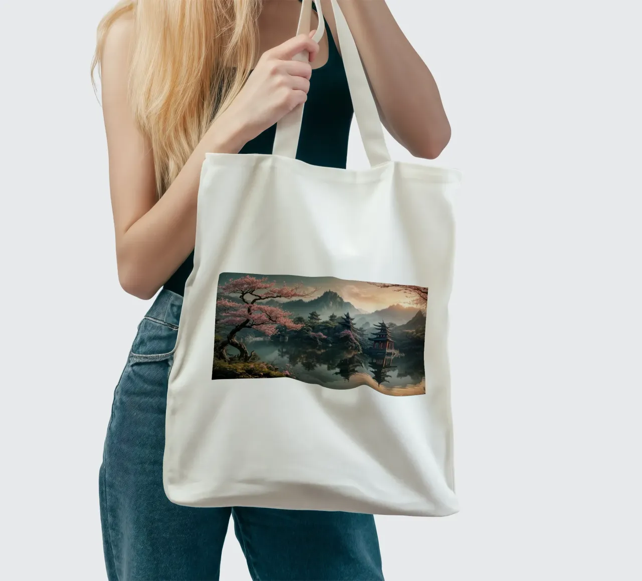 Lake in the middle of the forest tote bag by Wild Beauty
