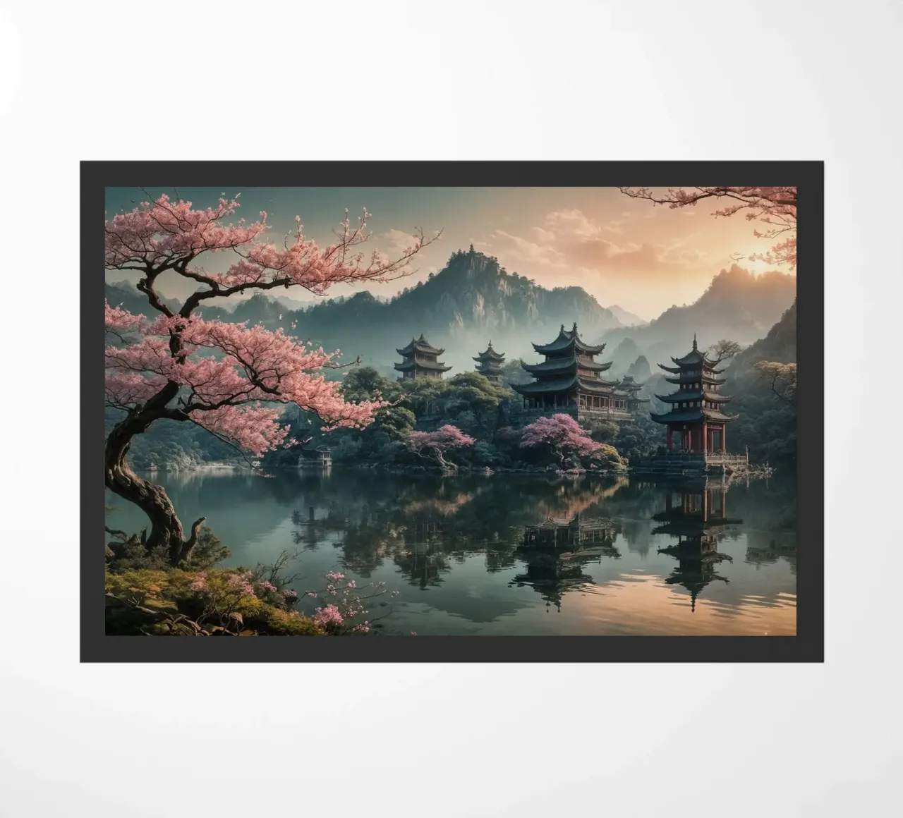 Lake in the middle of the forest doormat by Wild Beauty