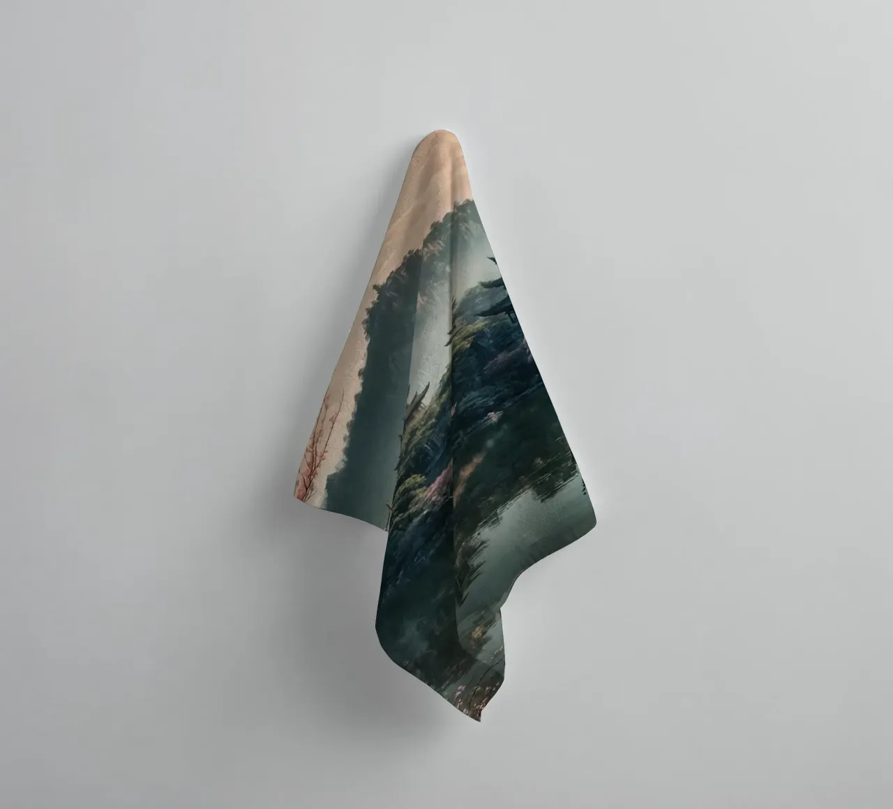 Lake in the middle of the forest towel by Wild Beauty