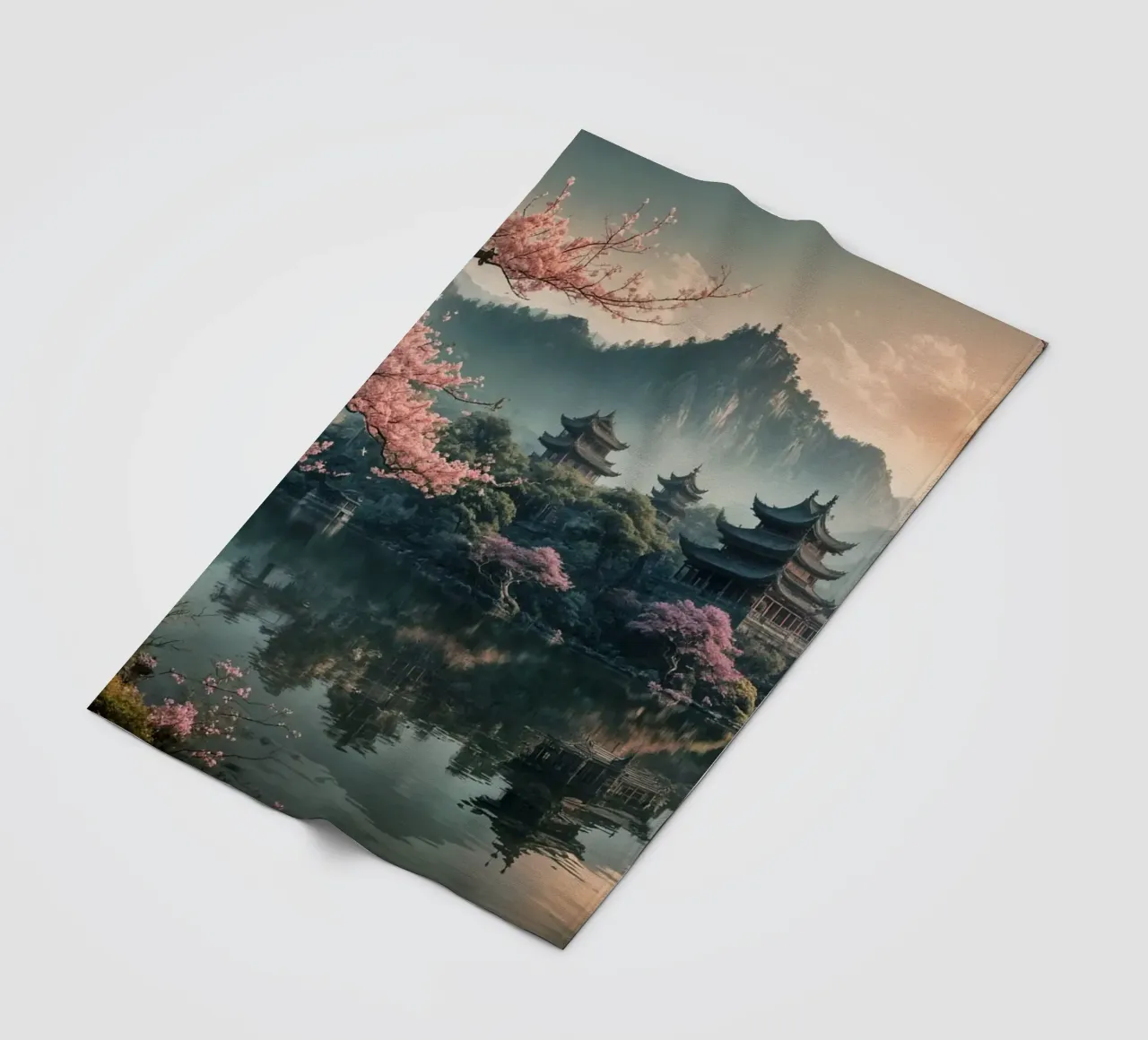 Lake in the middle of the forest fleece blanket by Wild Beauty