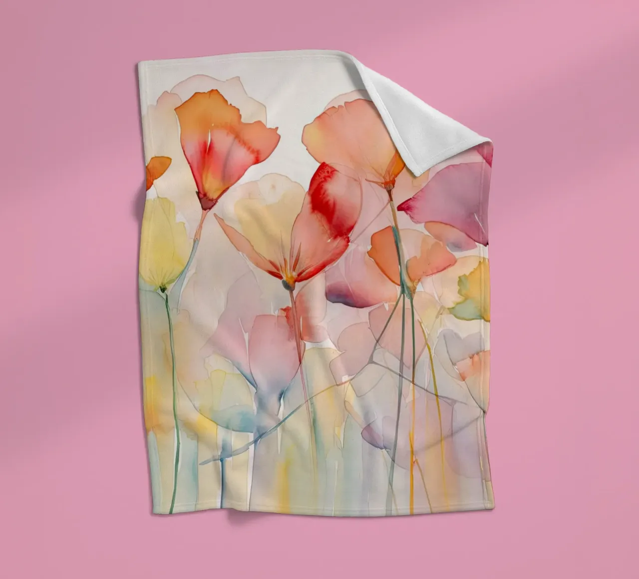 Poppies watercolour fleece blanket by Imagine