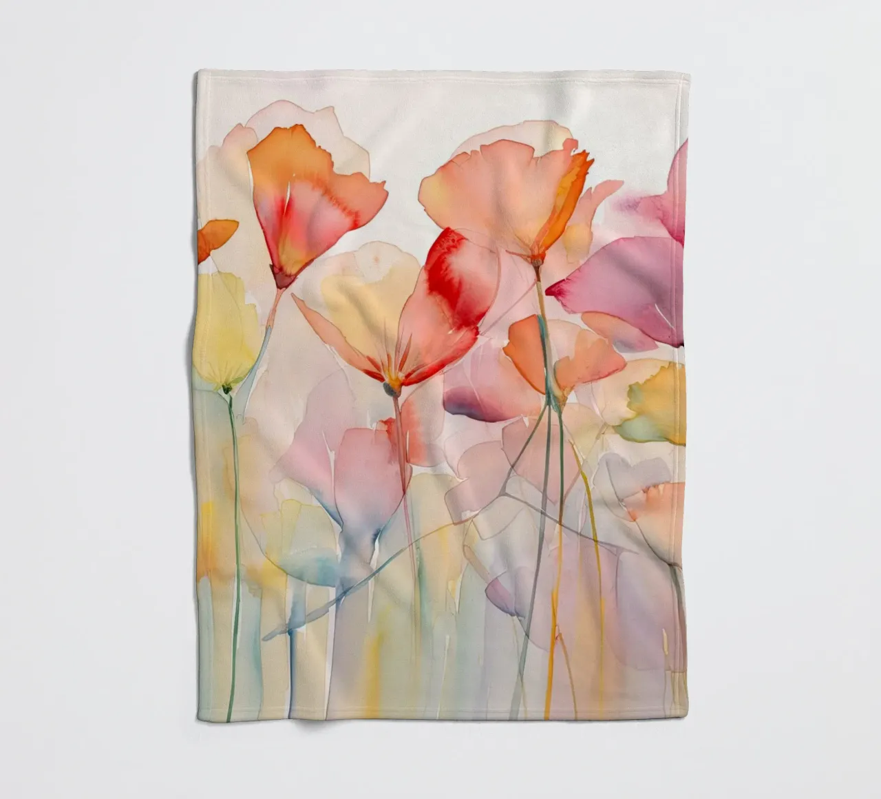 Poppies watercolour fleece blanket by Imagine