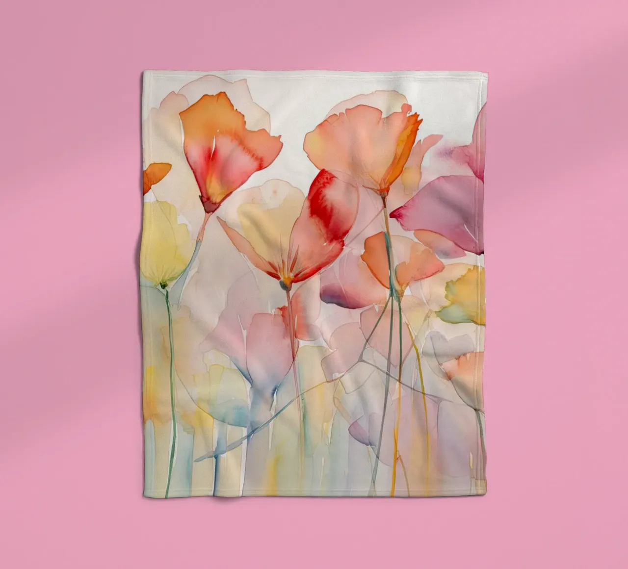 Poppies watercolour fleece blanket by Imagine