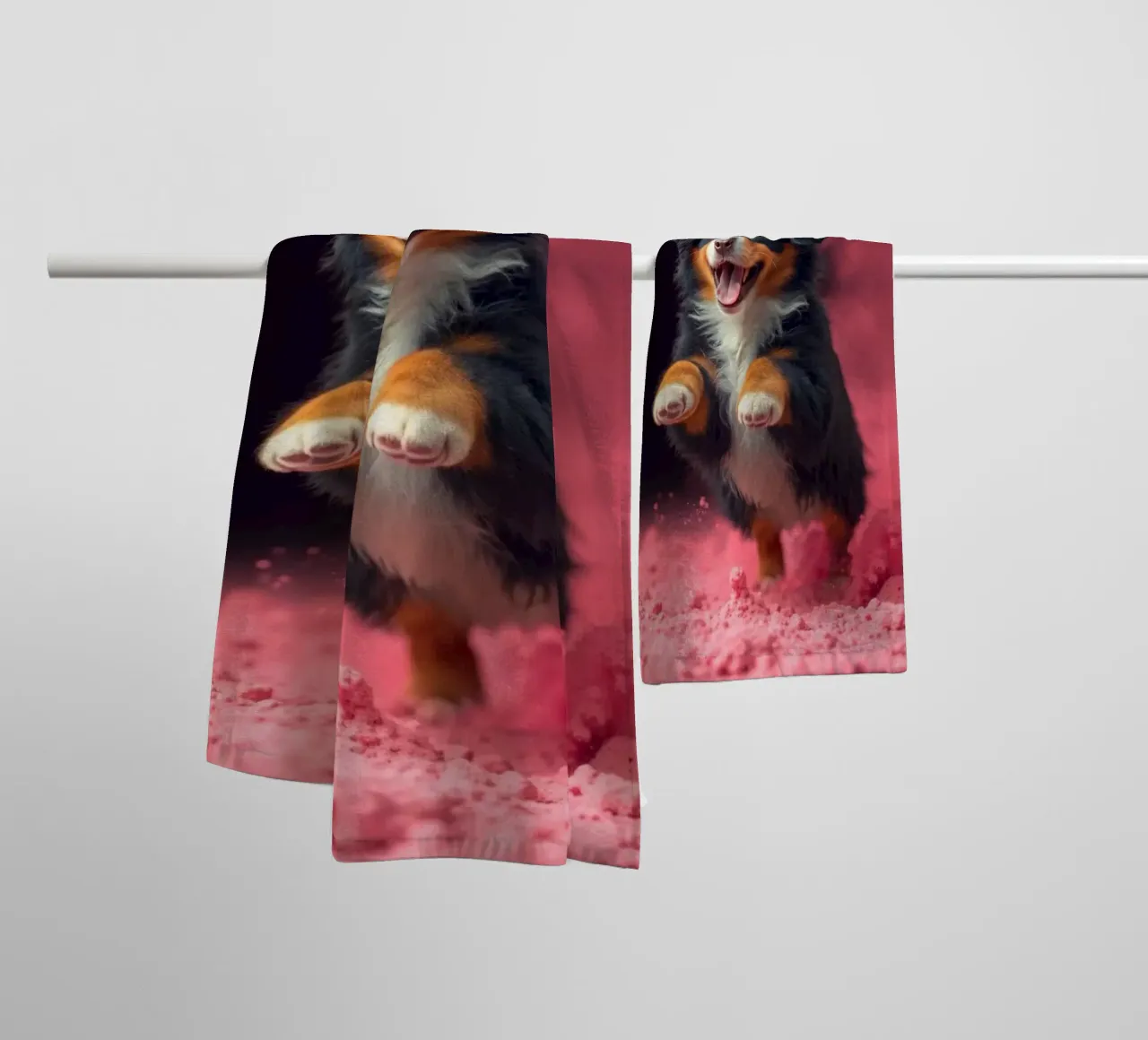 The colorful Bernese Muntain Dog #225 towel by Yumis.Beargang.and.Me