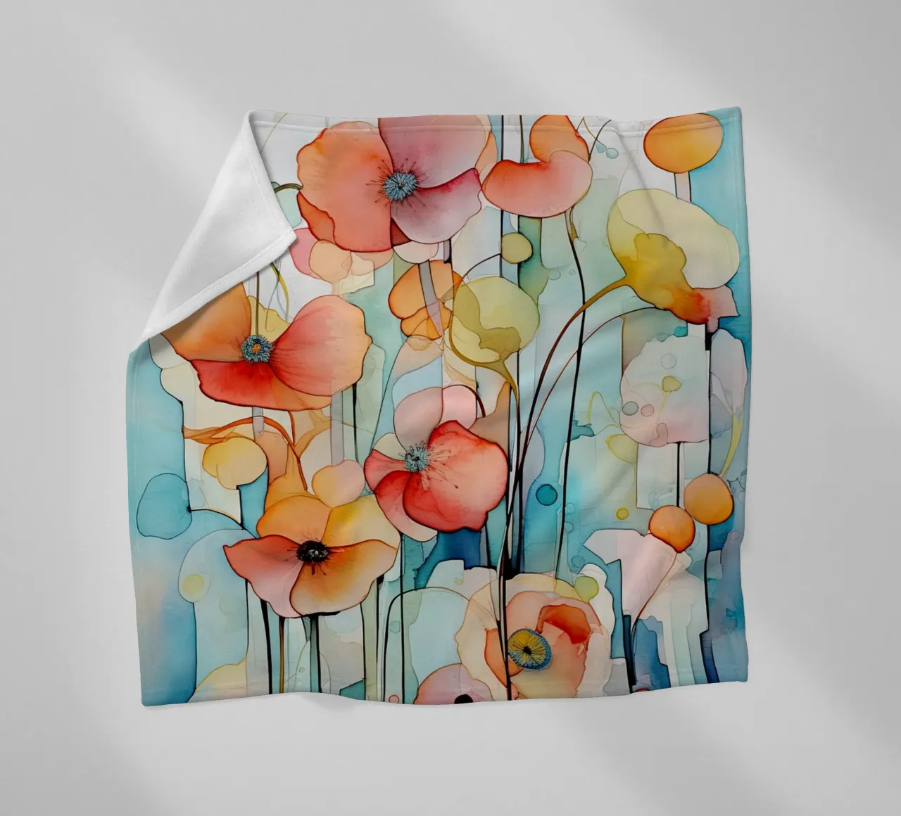 Acquerello sui papaveri coperta in pile da Imagine