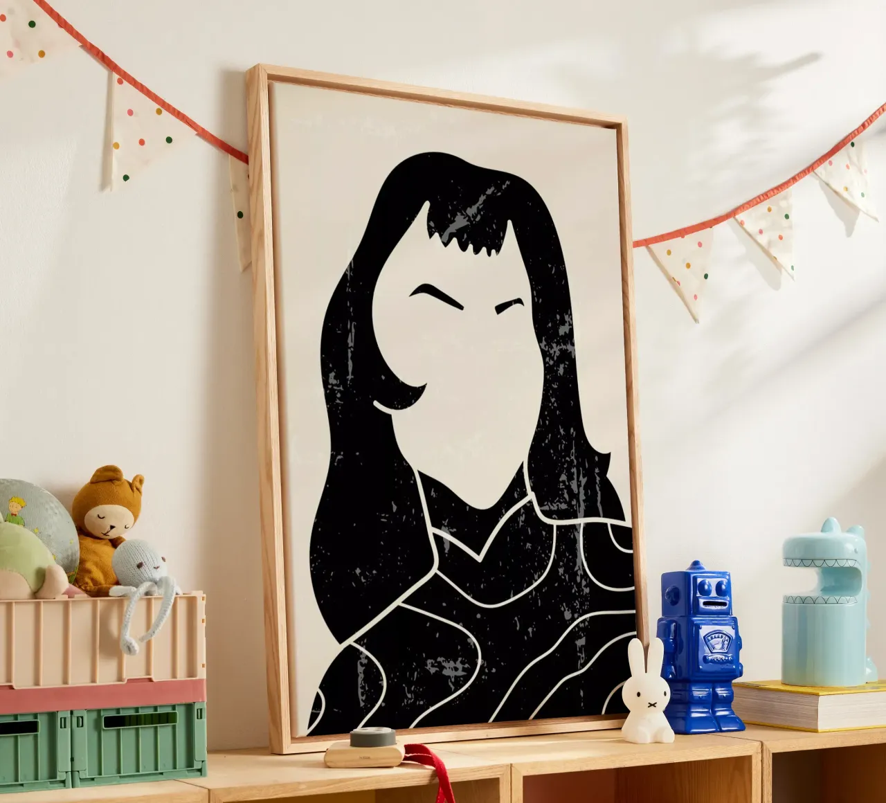 Fringe tela con Cornice a cassetta da Graphite
