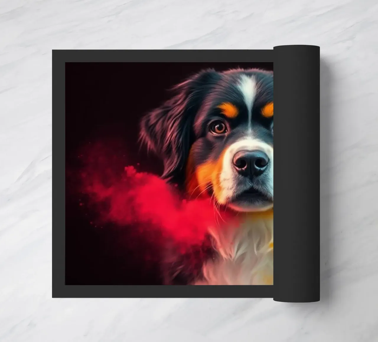 The colorful Bernese Mountain Dog #226 doormat by Yumis.Beargang.and.Me