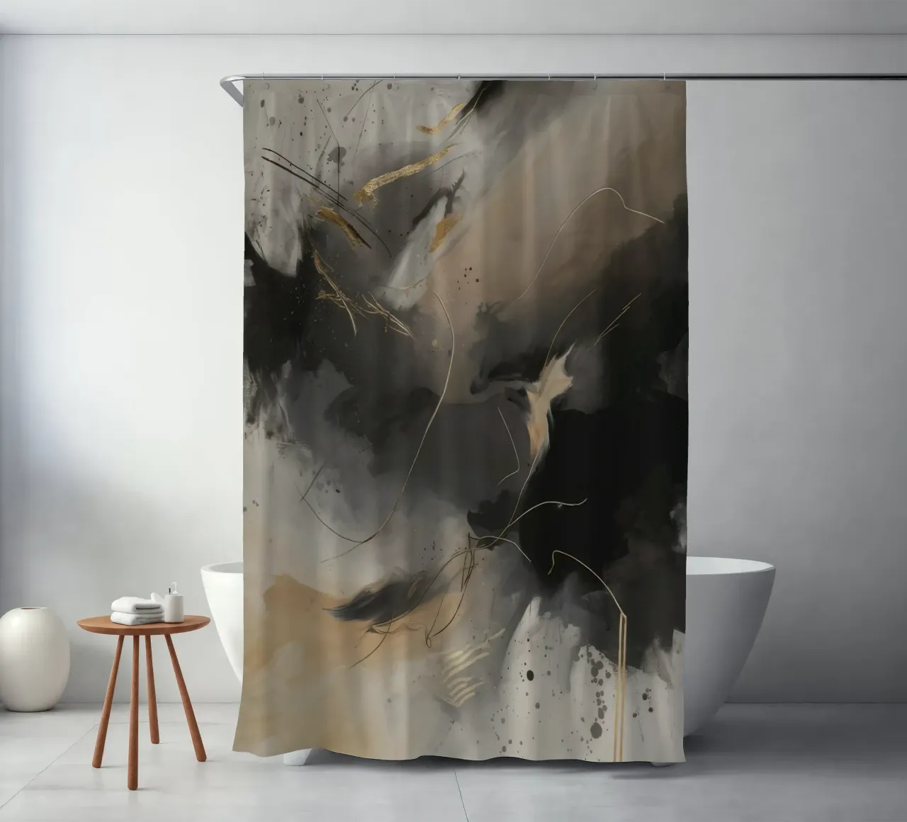 Ash Veil Sparks shower curtain by Monarch Arc