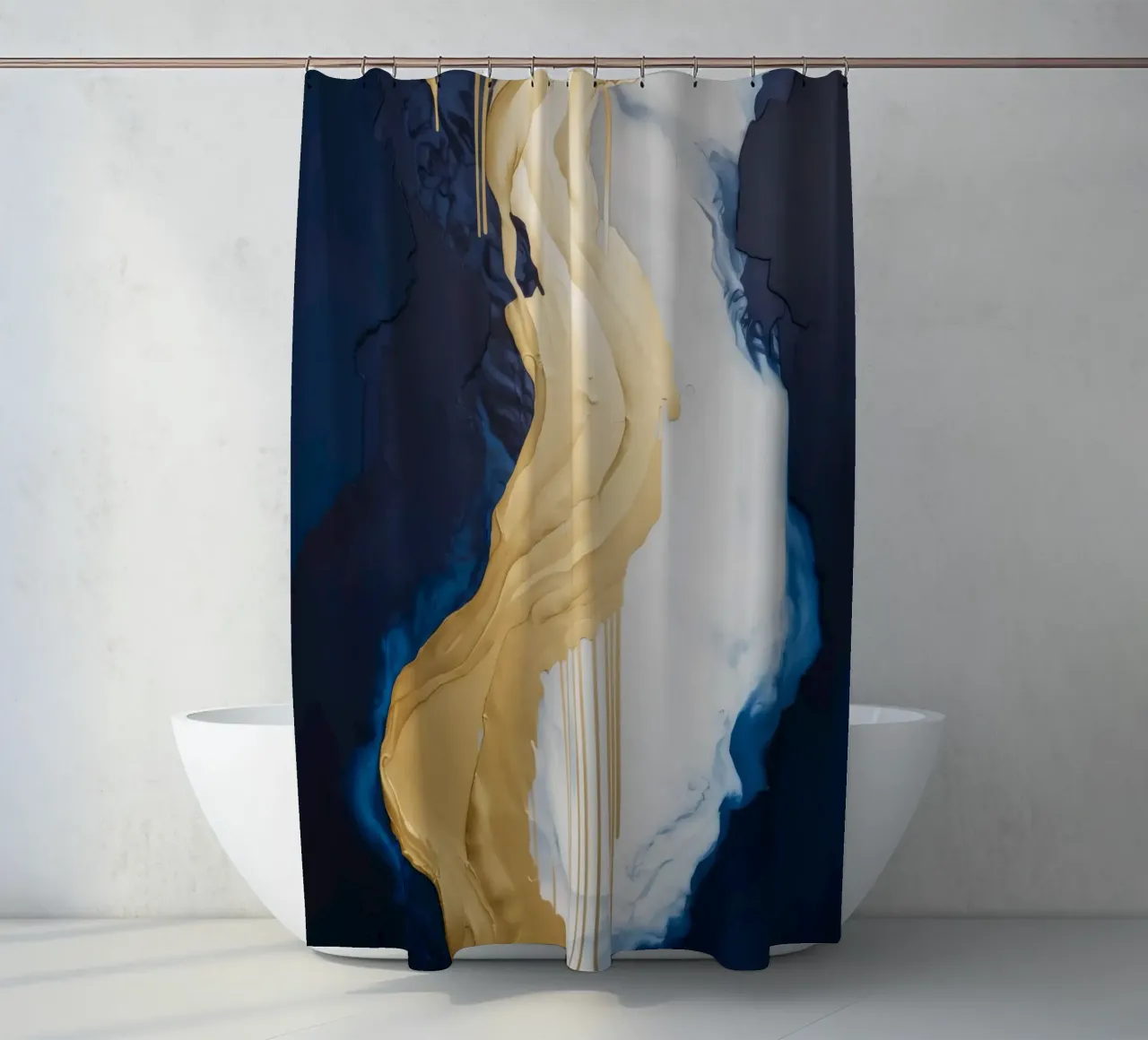 Golden Melt Rise shower curtain by Monarch Arc