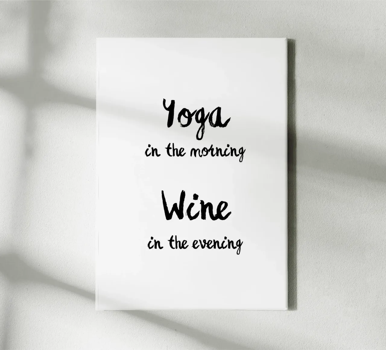 Yoga in the morning wine in the evening tela con Cornice a cassetta da typostudio