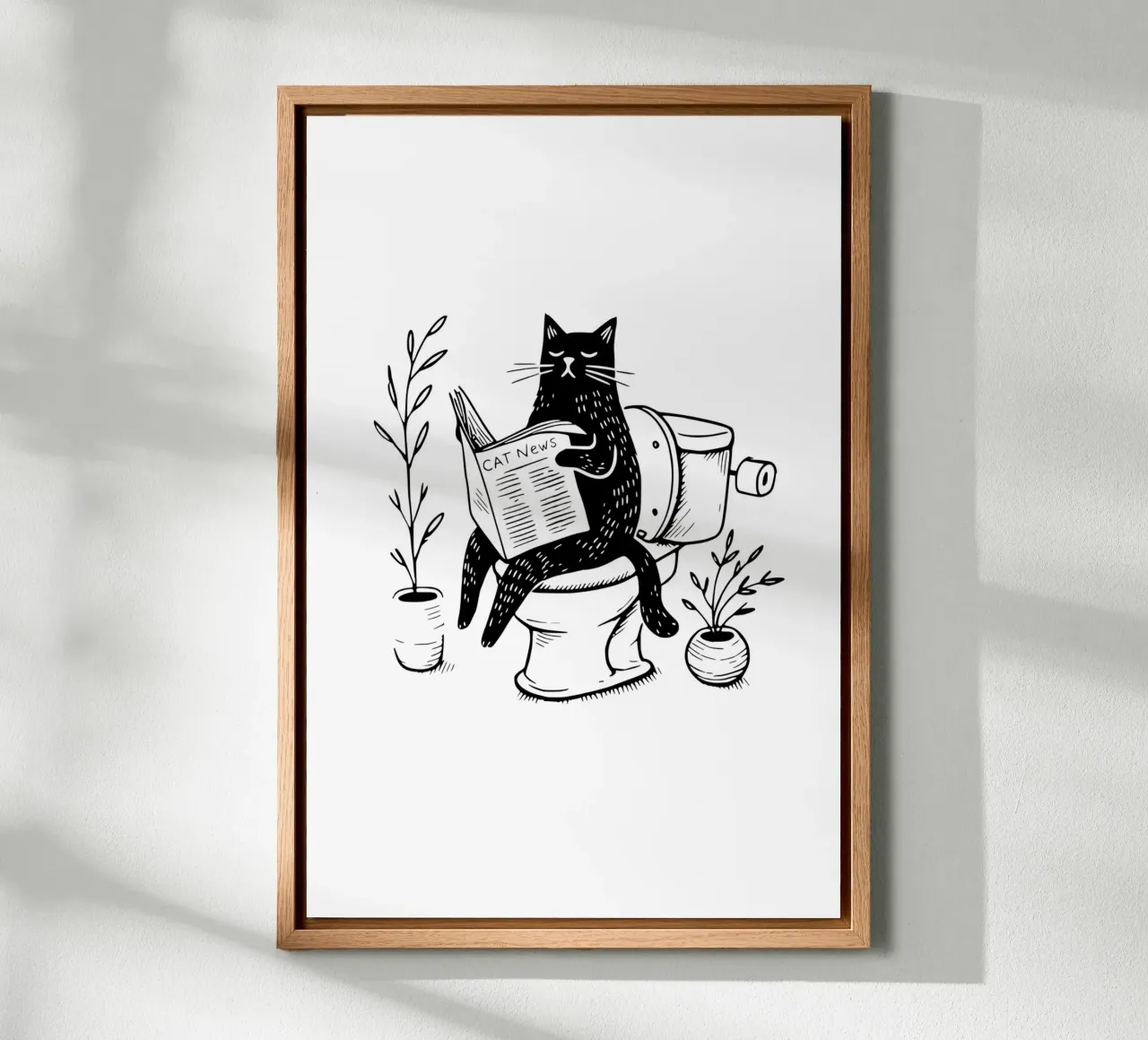 Gatto in bagno tela con Cornice a cassetta da typostudio