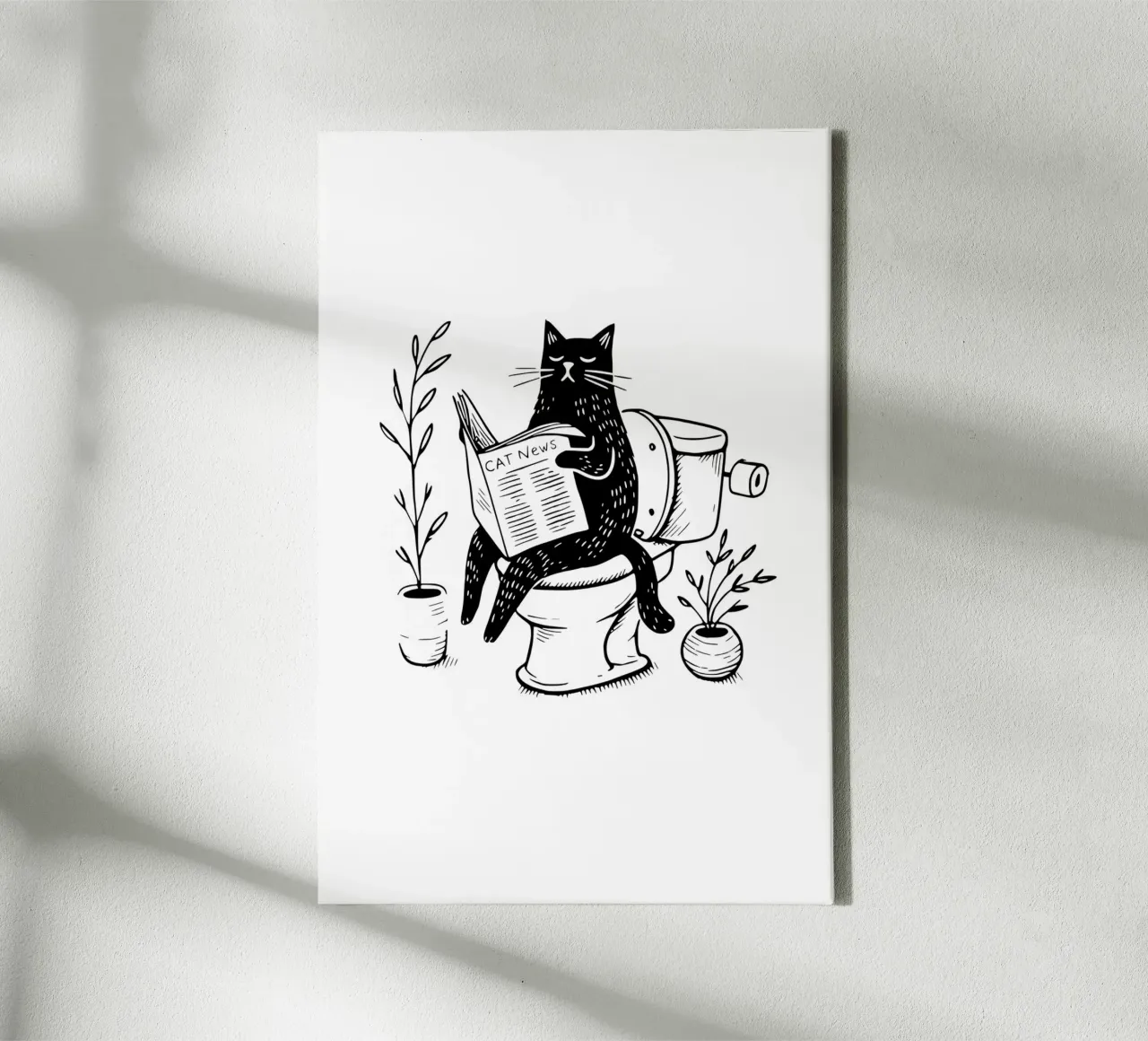 Gatto in bagno tela con Cornice a cassetta da typostudio
