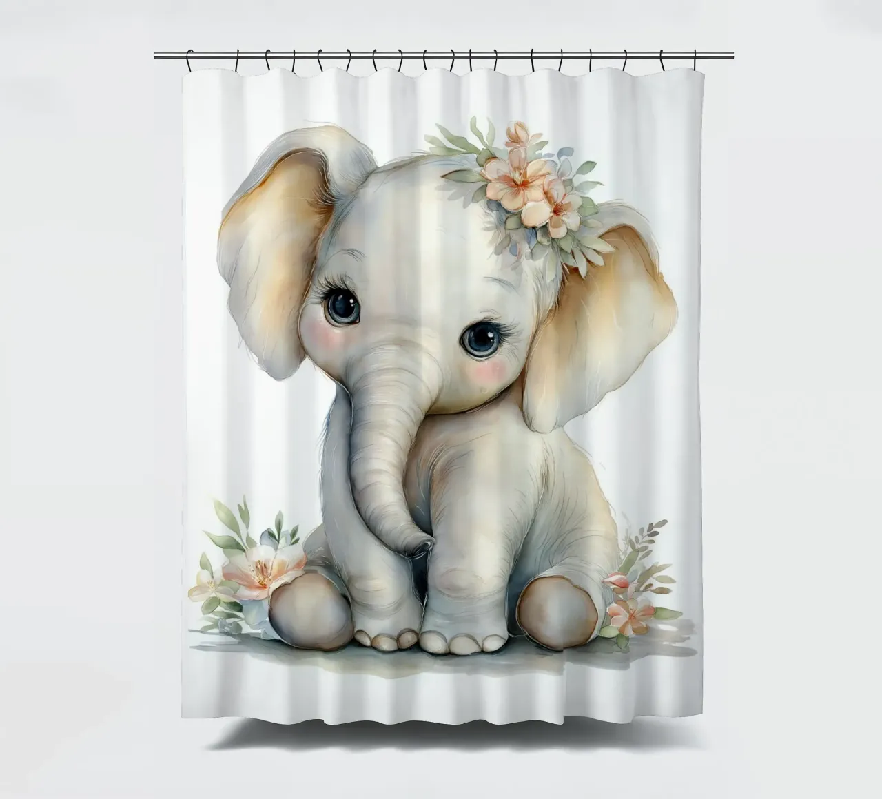 Elephant nursery shower curtain by Imagine