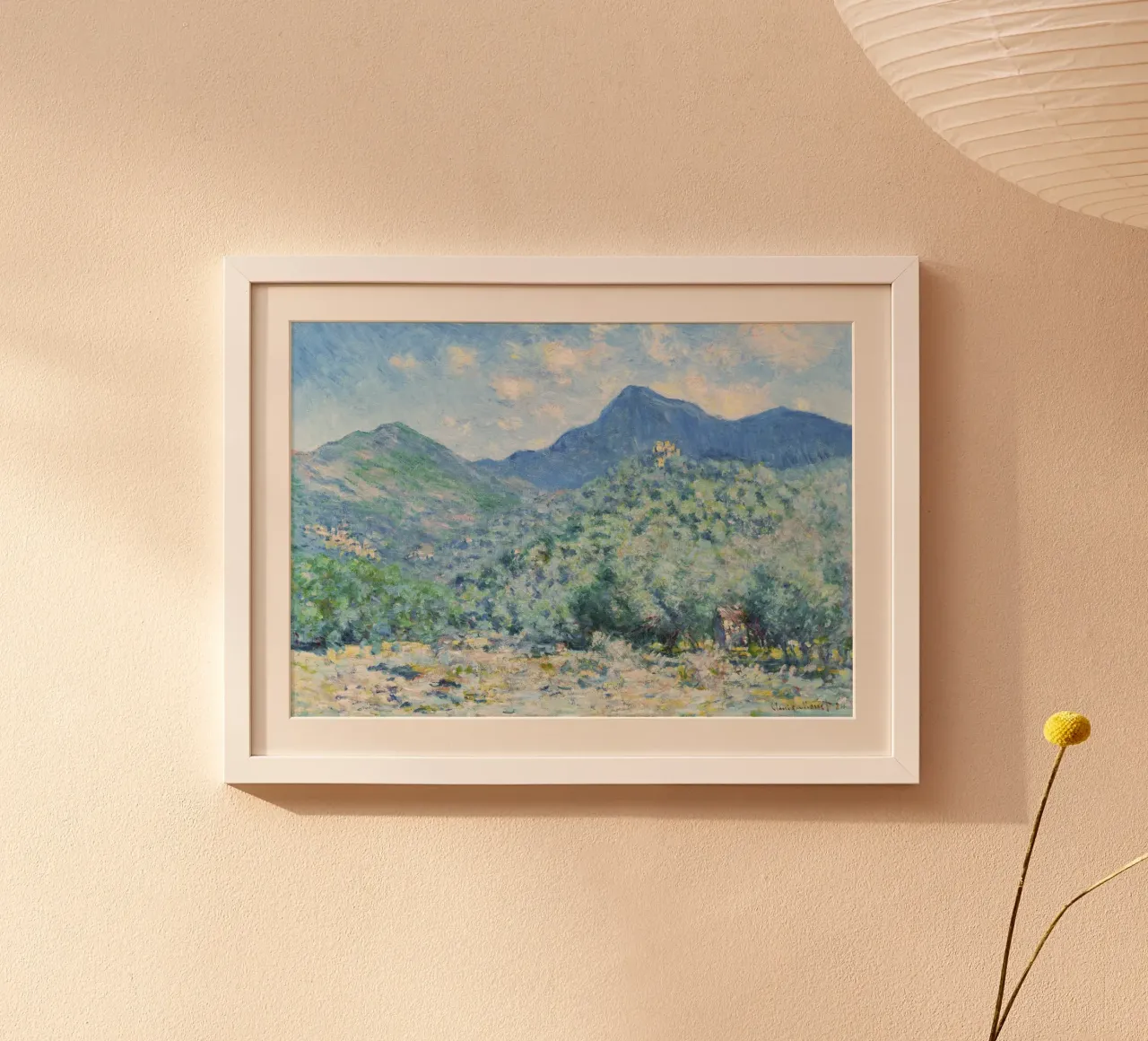 La Valle Buona di Claude Monet, vicino a Bordighera (1884) poster con telaio in alluminio da Monet Art Prints