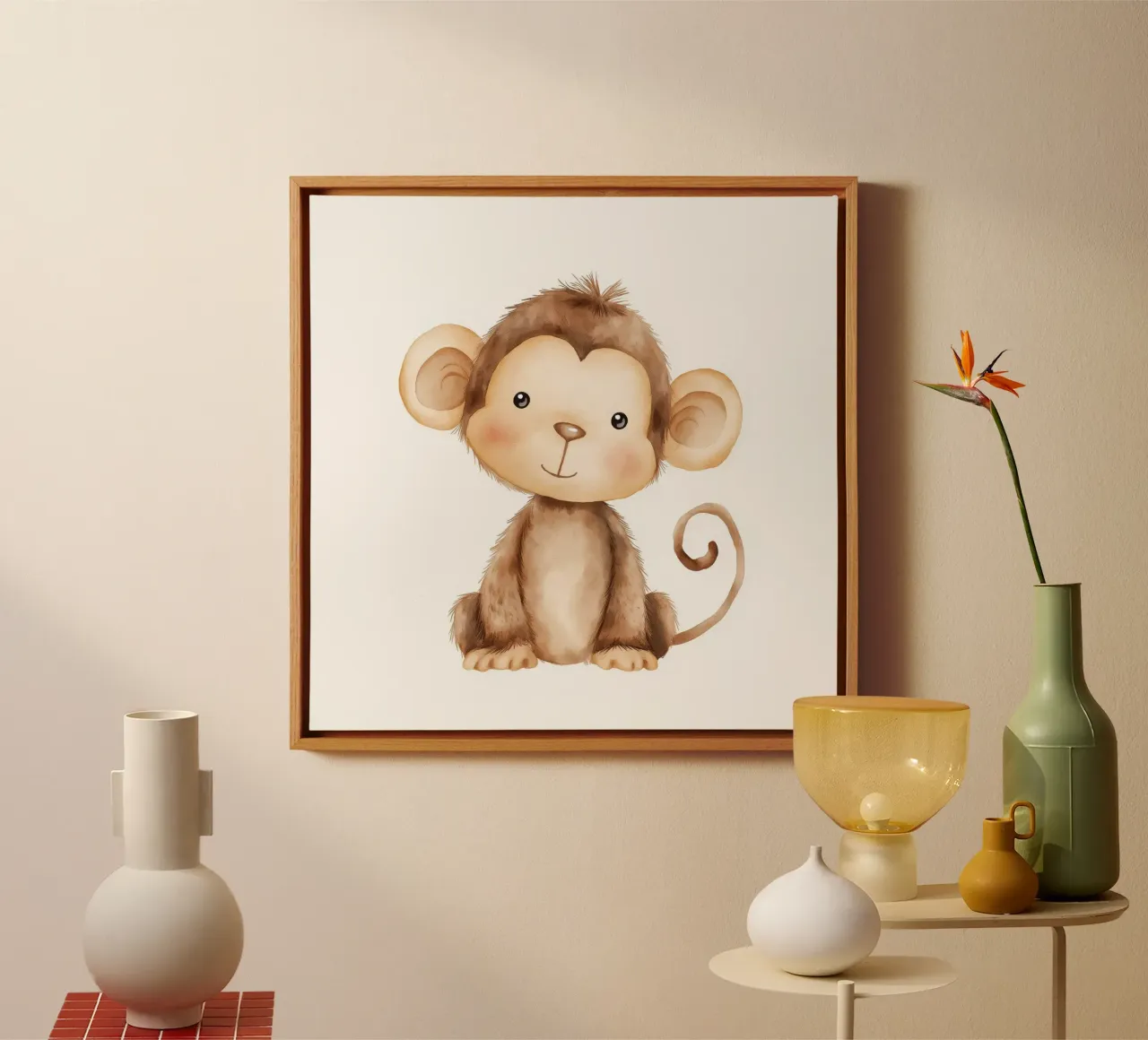 Asilo nido per scimmie tela con Cornice a cassetta da Imagine