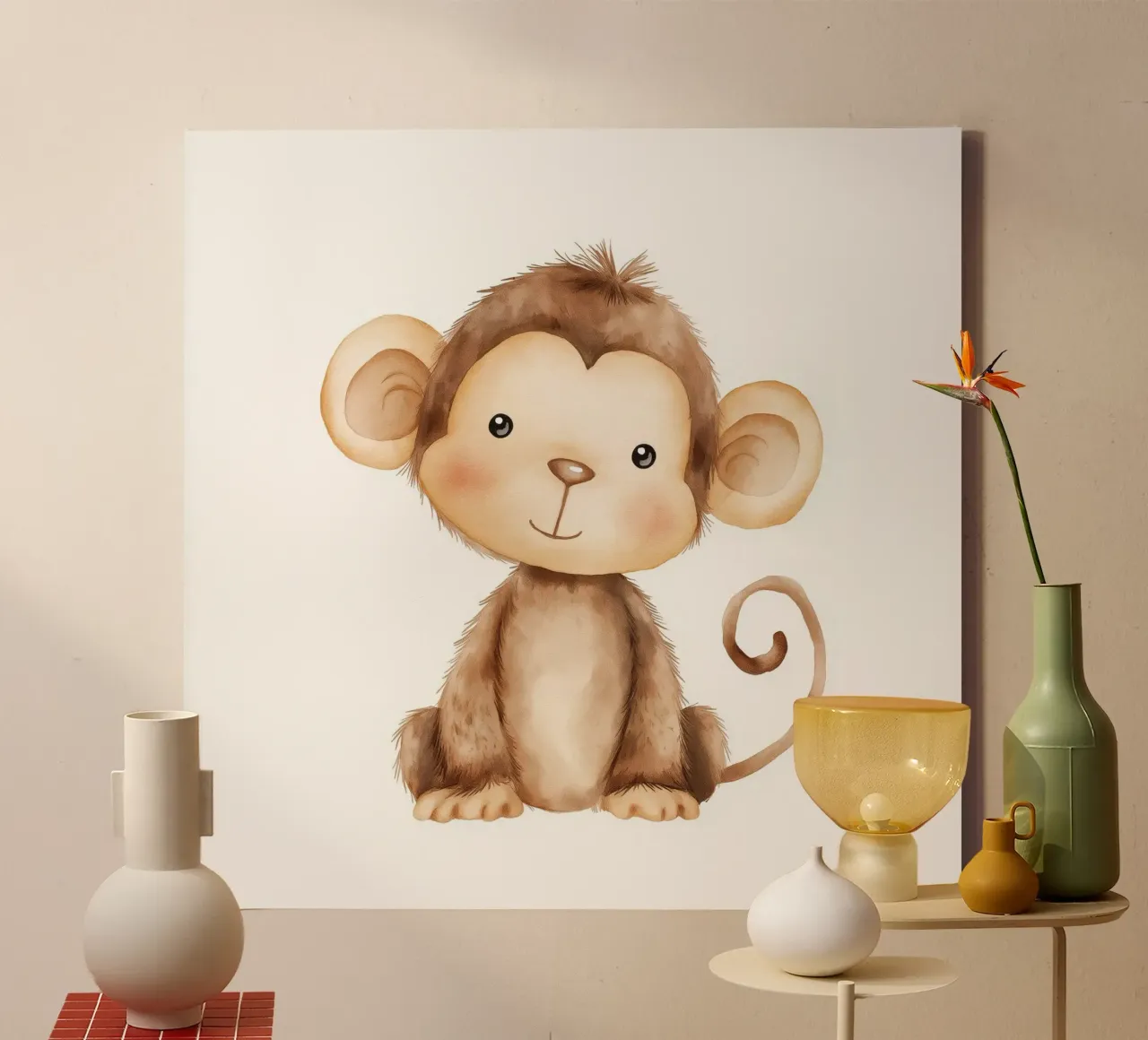 Asilo nido per scimmie tela con Cornice a cassetta da Imagine