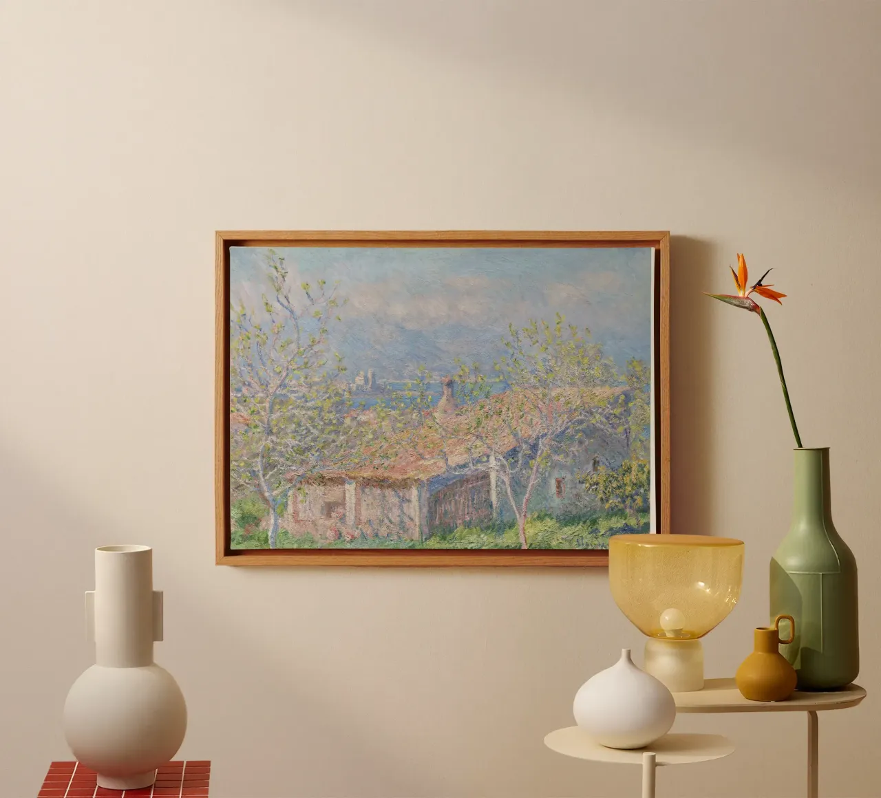 Das Haus des Gärtners in Antibes (1888) von Claude Monet. Leinwand mit Schattenfugenrahmen von Monet Art Prints