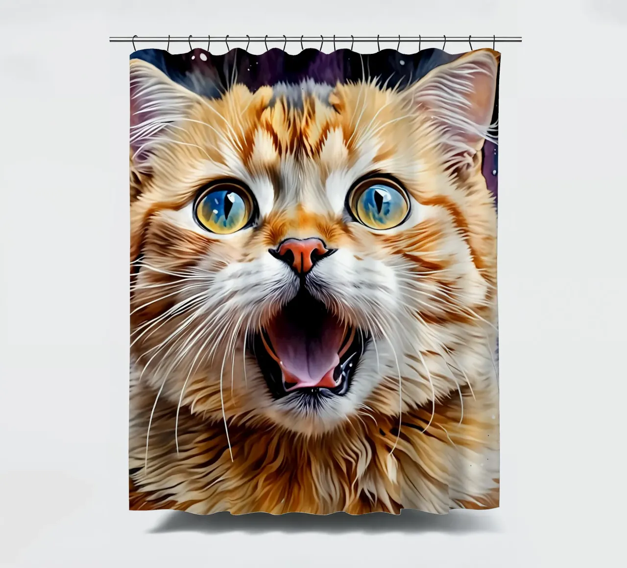 Surprised cat meme shower curtain by MakArena
