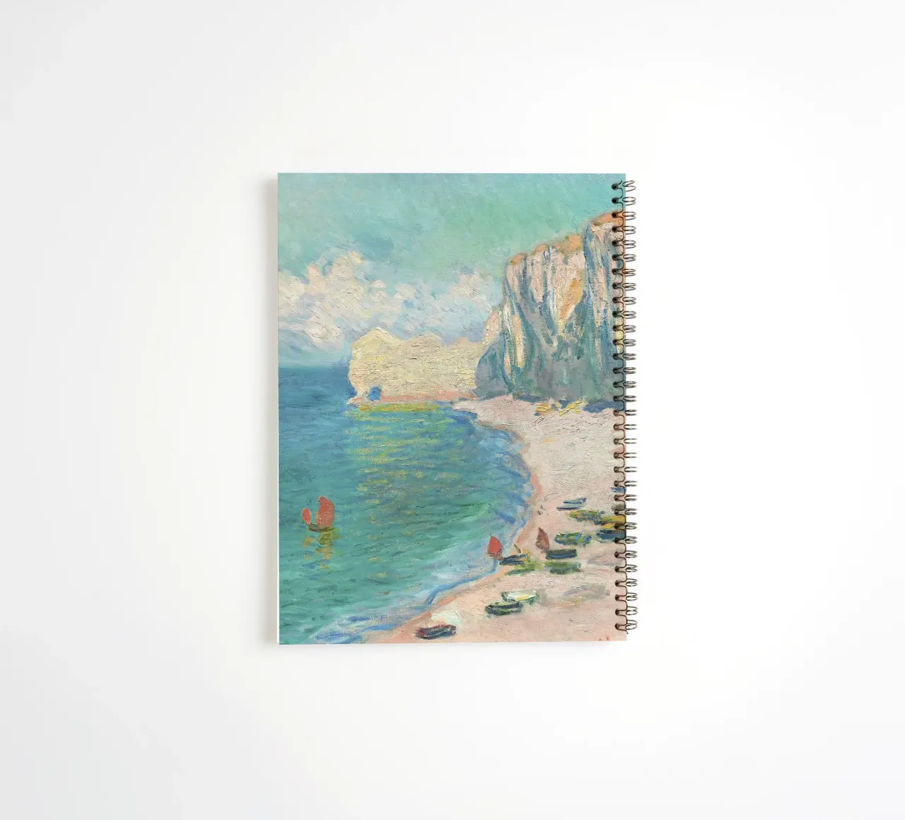 The Beach and the Falaise d'Amont (1885) by Claude Monet spiral notebook by Monet Art Prints