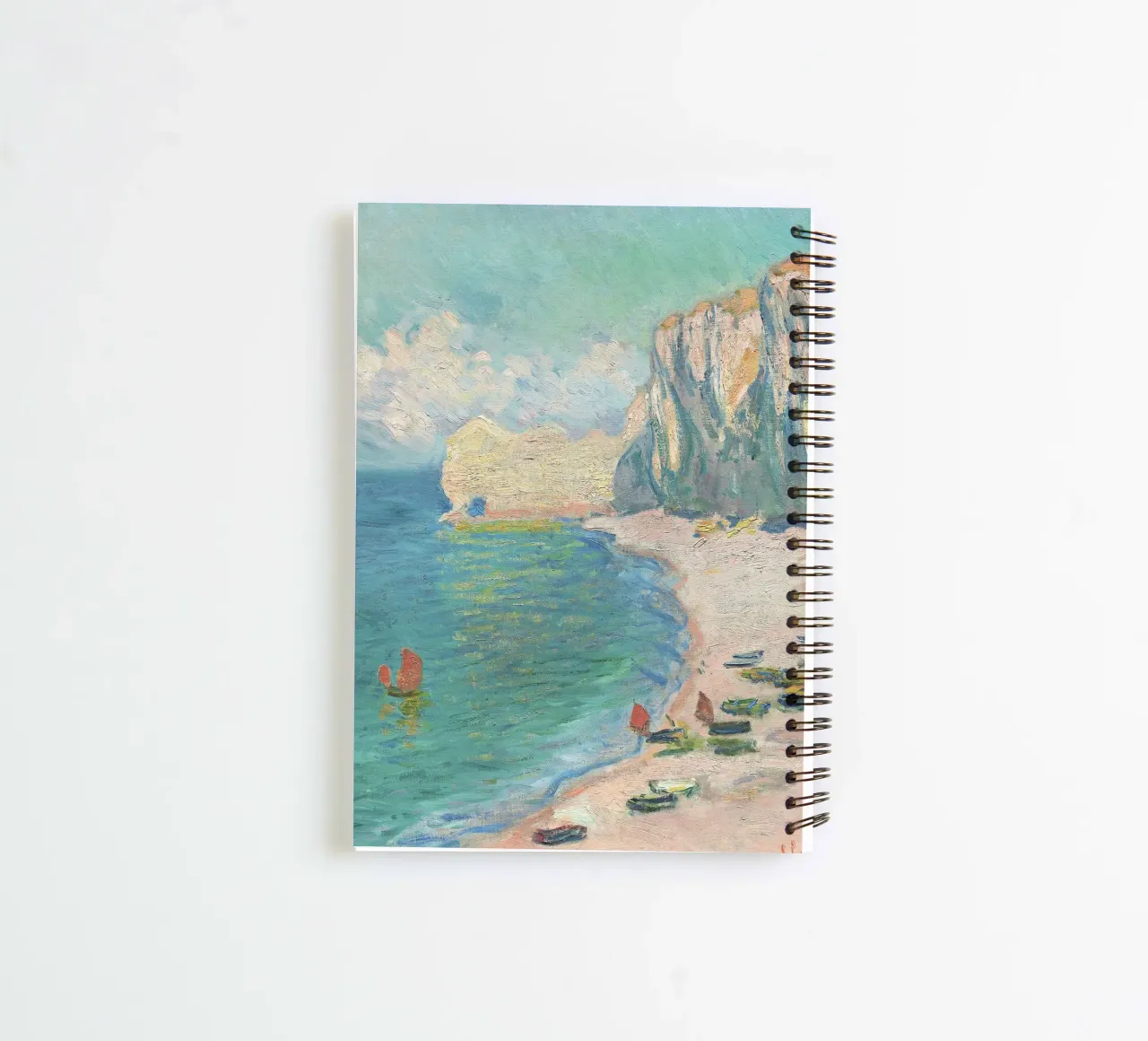 The Beach and the Falaise d'Amont (1885) by Claude Monet spiral notebook by Monet Art Prints