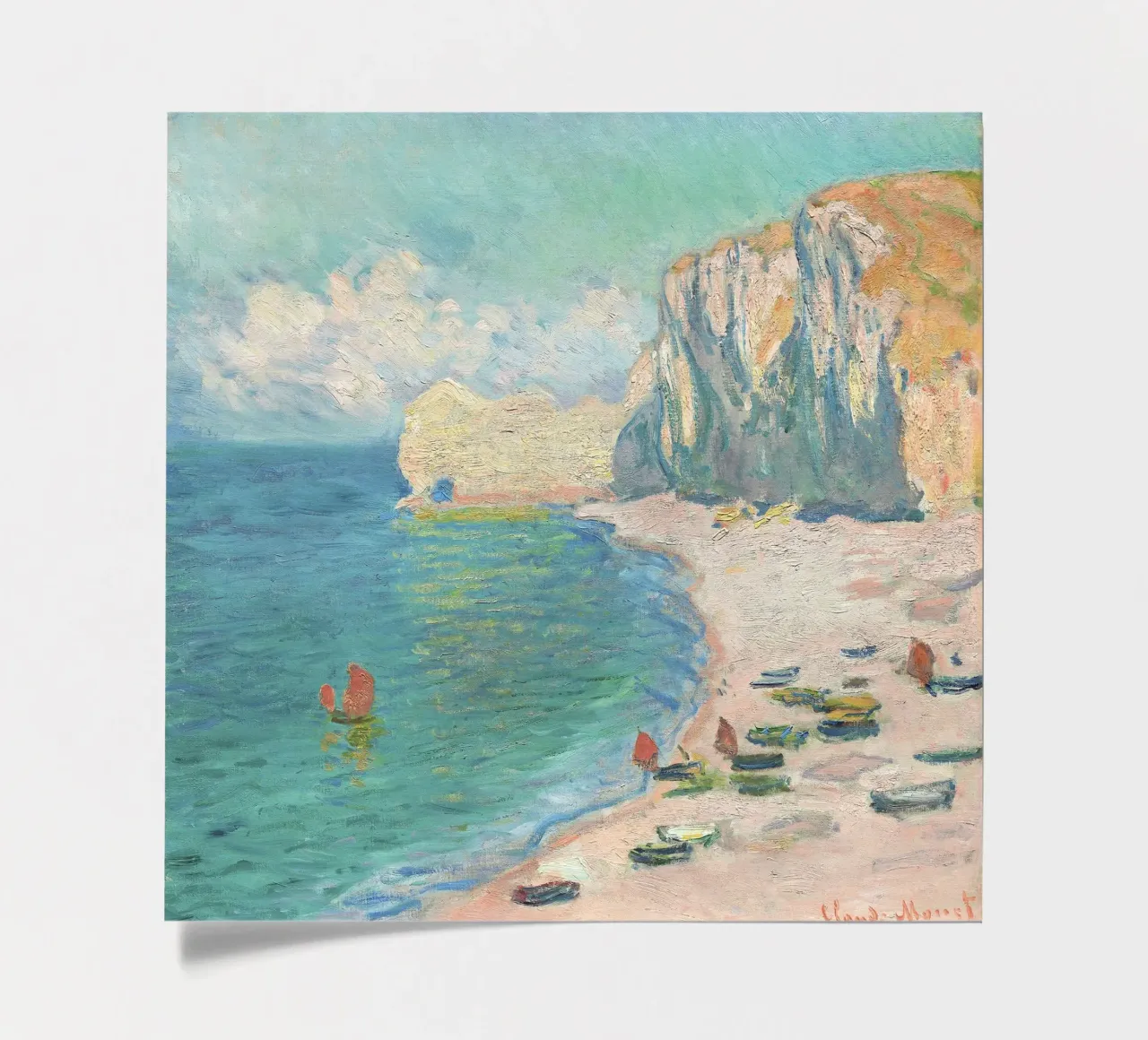 La spiaggia e la Falaise d'Amont (1885) di Claude Monet foglio adesivo da Monet Art Prints