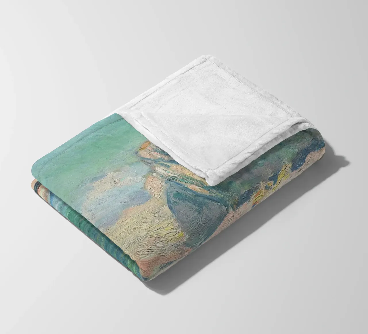 La spiaggia e la Falaise d'Amont (1885) di Claude Monet coperta in pile da Monet Art Prints