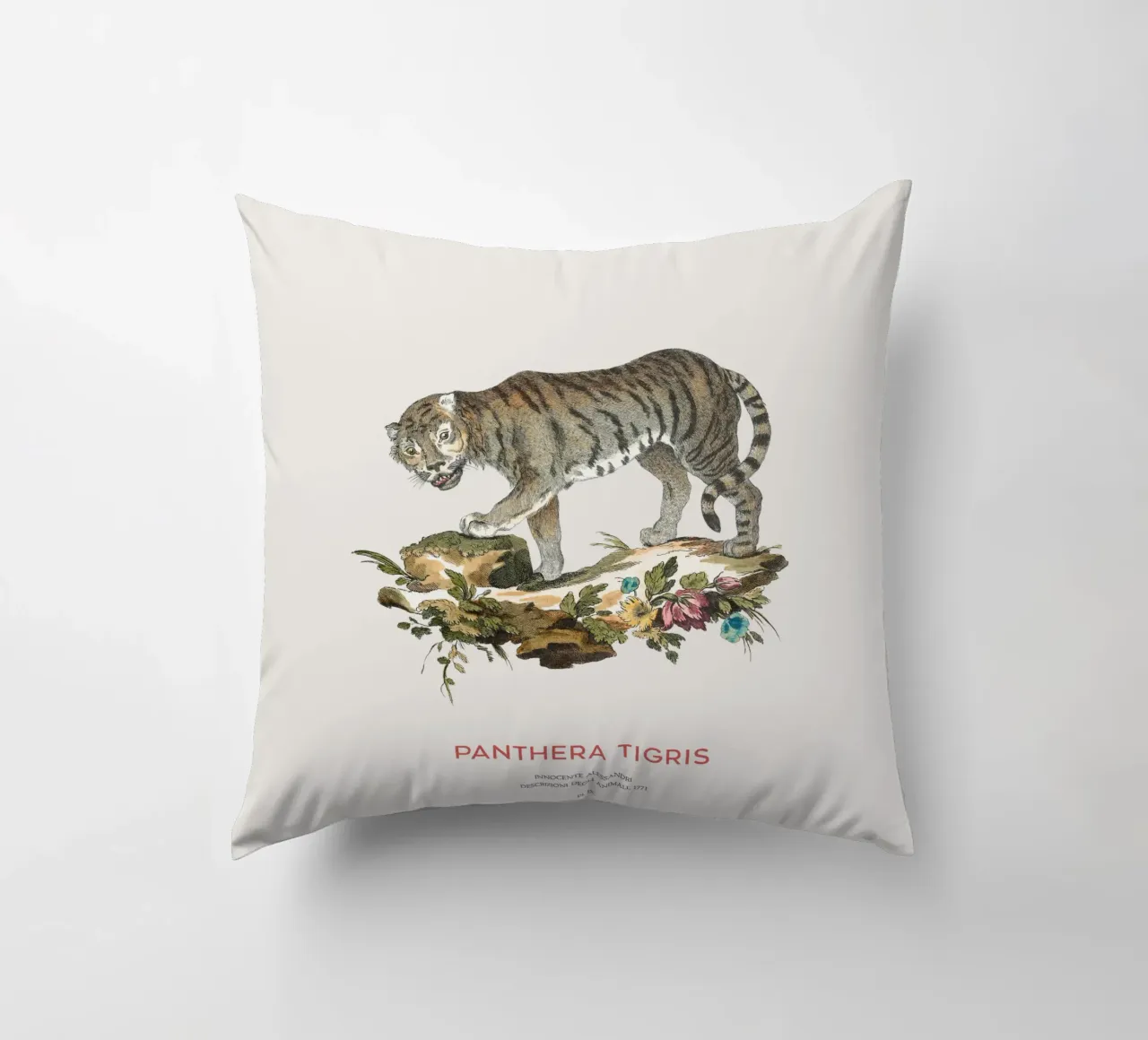 The Tiger or Panthera tigris decorative cushion by Vintagrafica