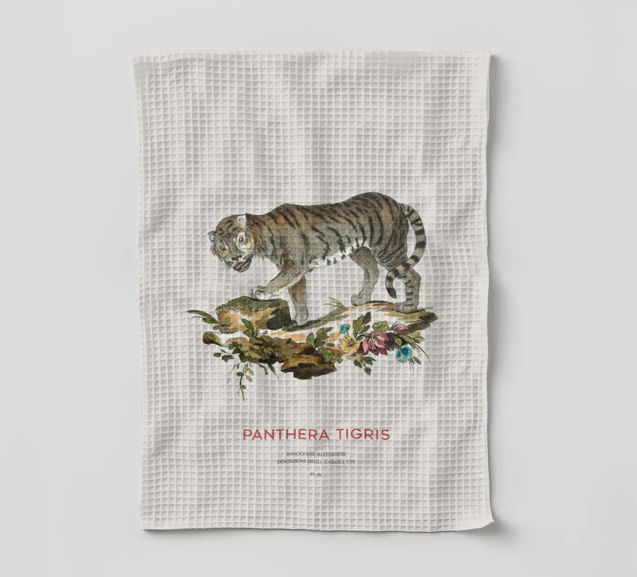 Der Tiger oder Panthera tigris Geschirrtuch von Vintagrafica
