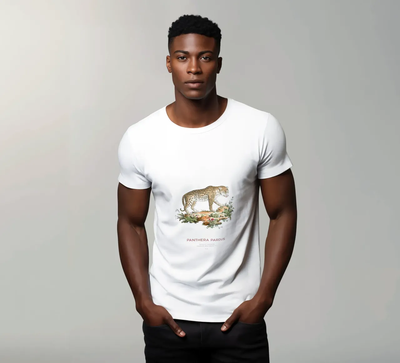 Il leopardo o Panthera pardus t-shirt da Vintagrafica
