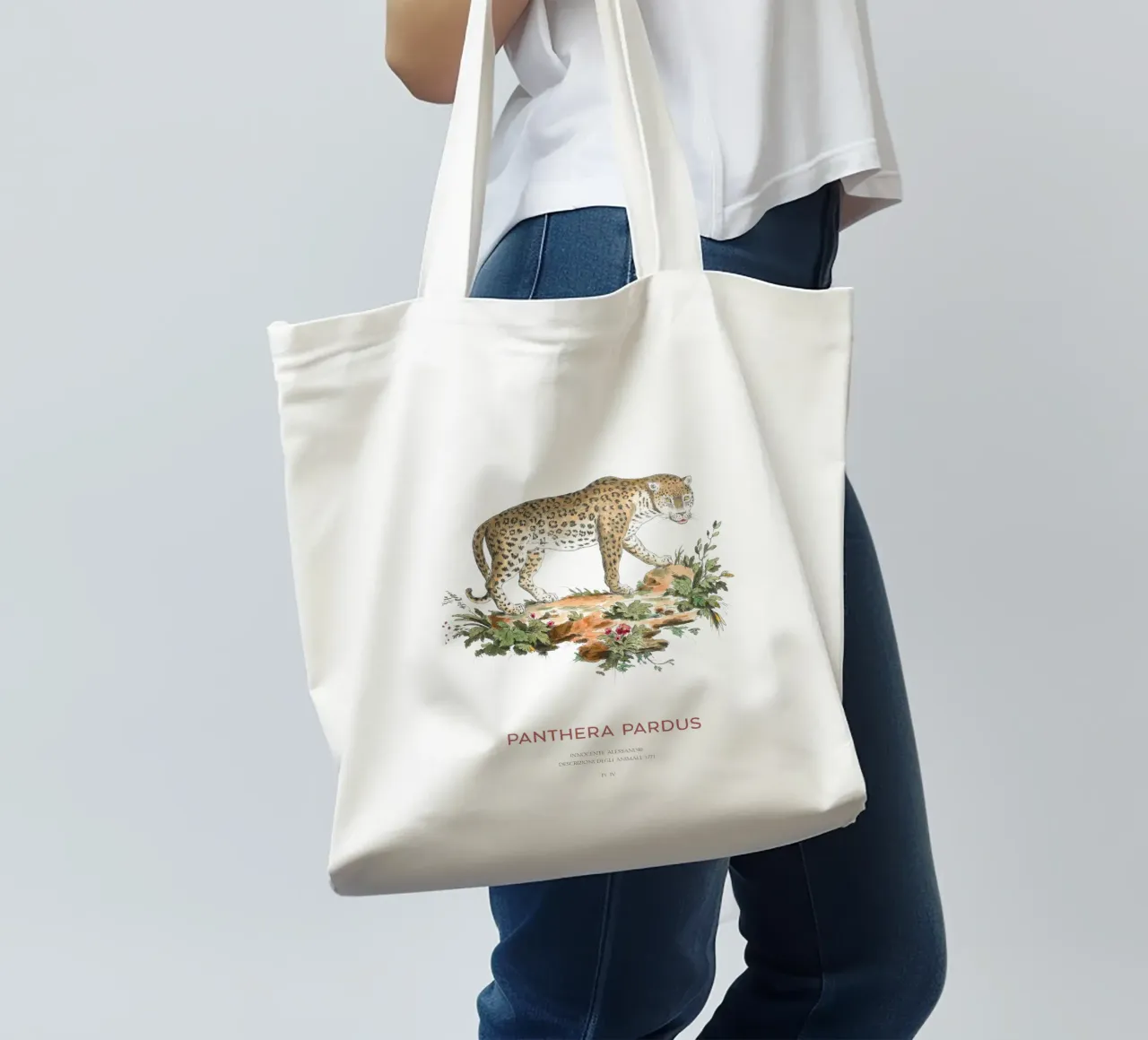 Il leopardo o Panthera pardus borsa in juta da Vintagrafica