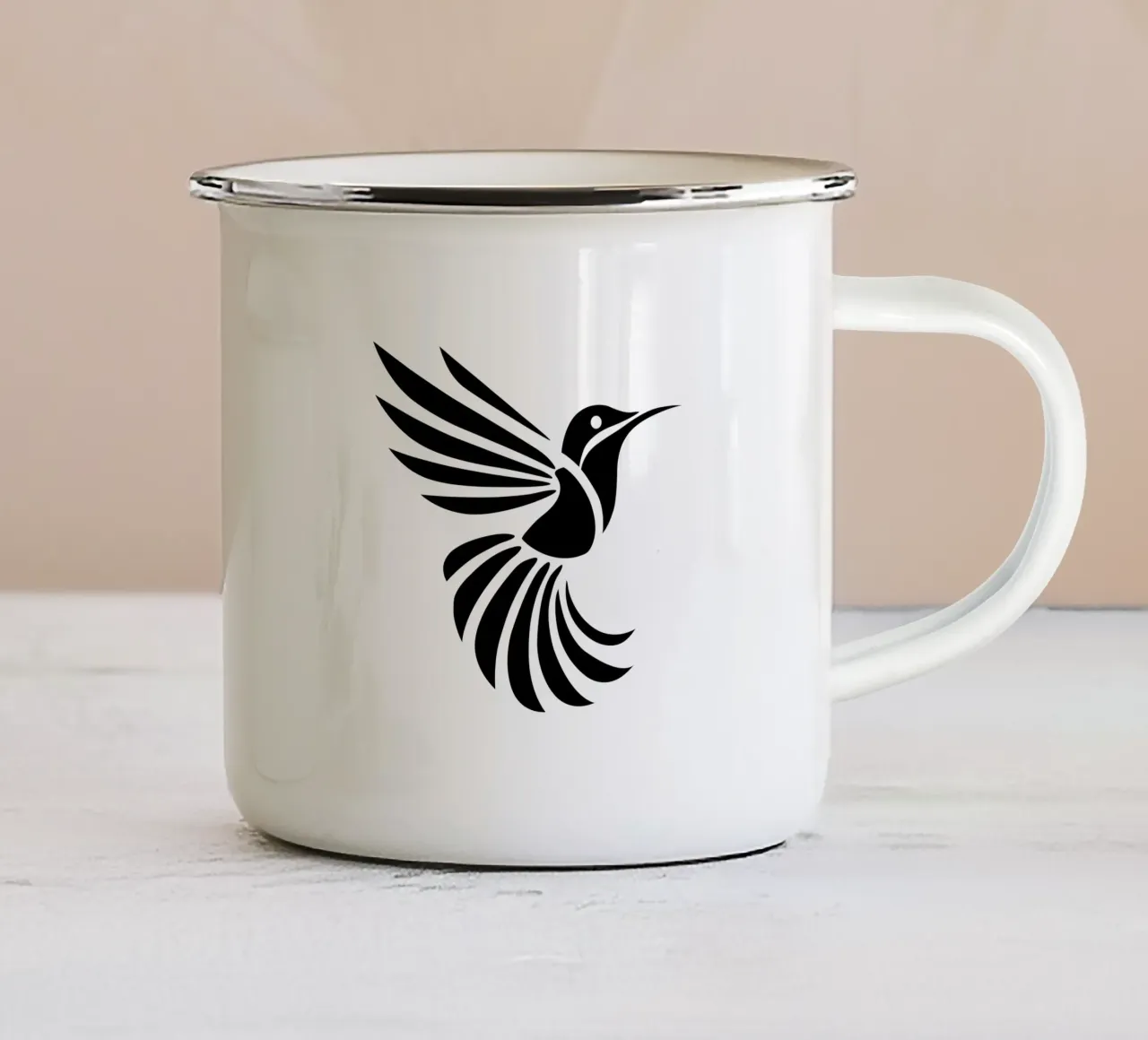 Silent Flight – Minimalist Hummingbird tazza in smalto da Sivaro
