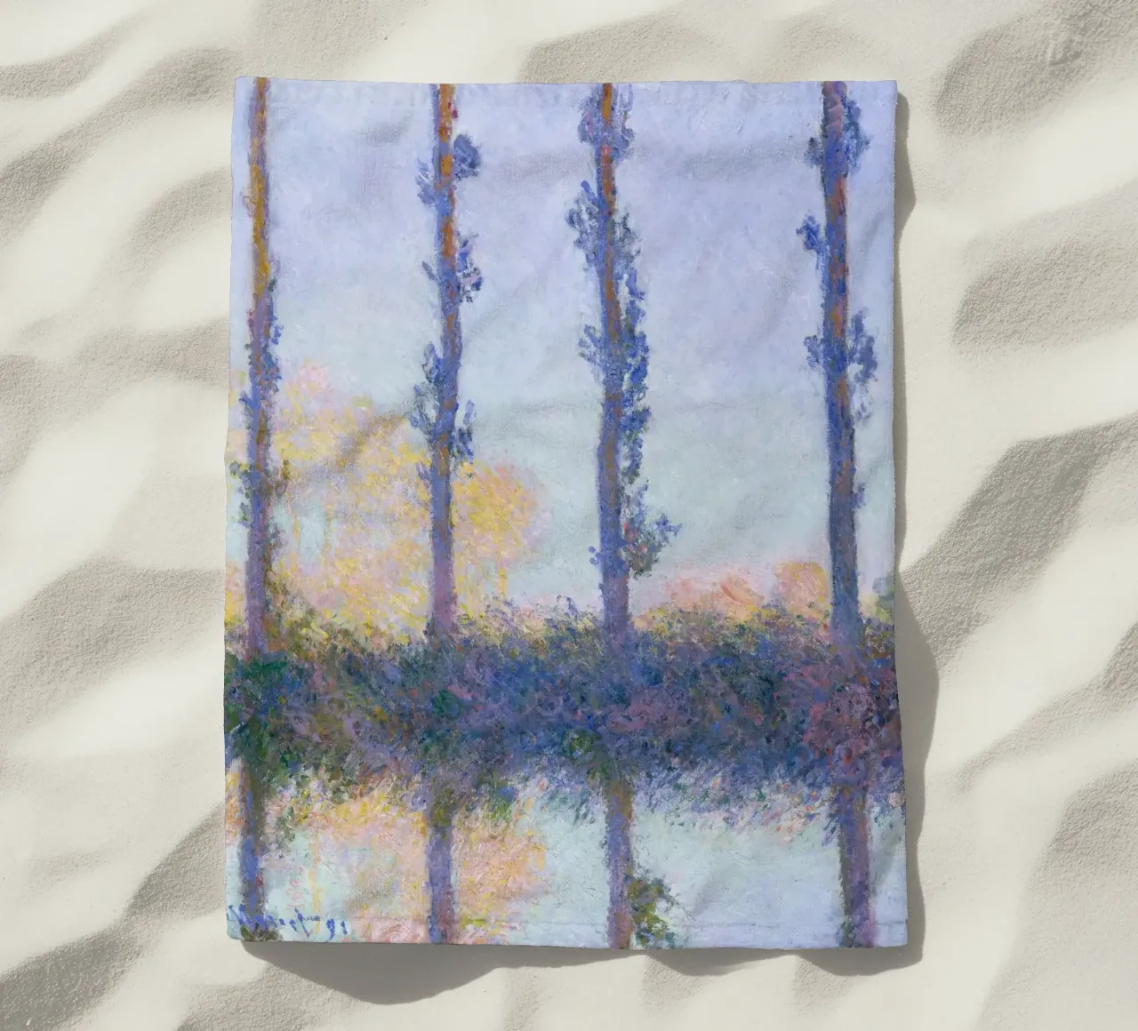 The Four Trees (1891) by Claude Monet beach towel by Monet Art Prints
