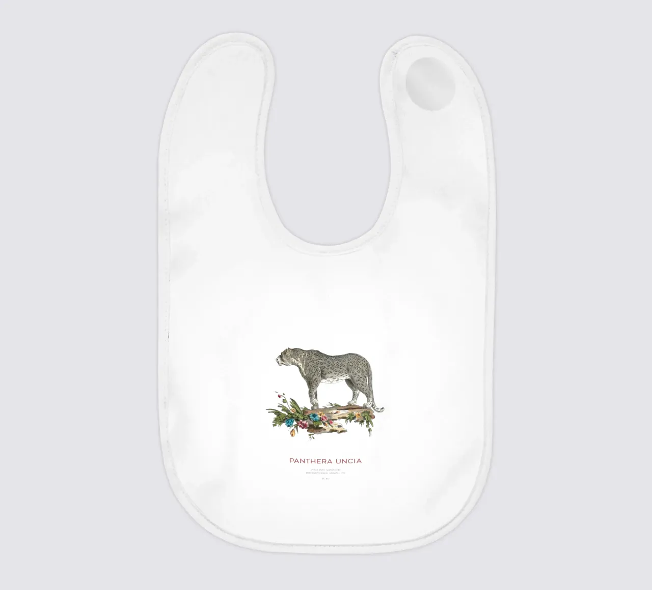 Der Schneeleopard oder Panthera uncia Babylätzchen von Vintagrafica