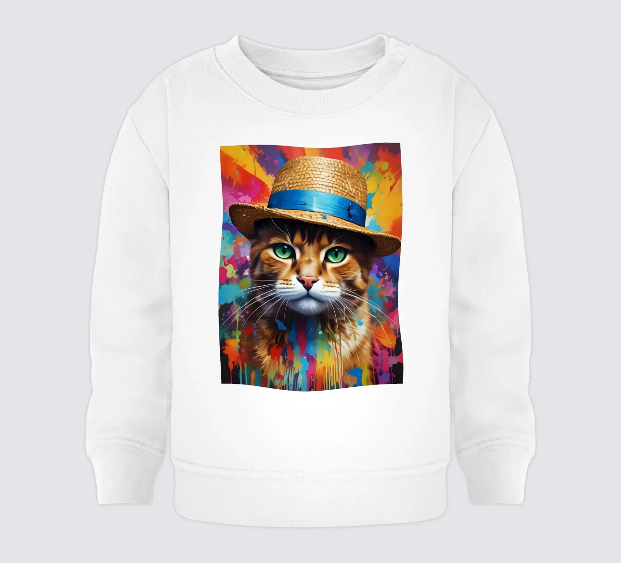 Il gatto con il cappello di paglia felpa neonato da MakArena
