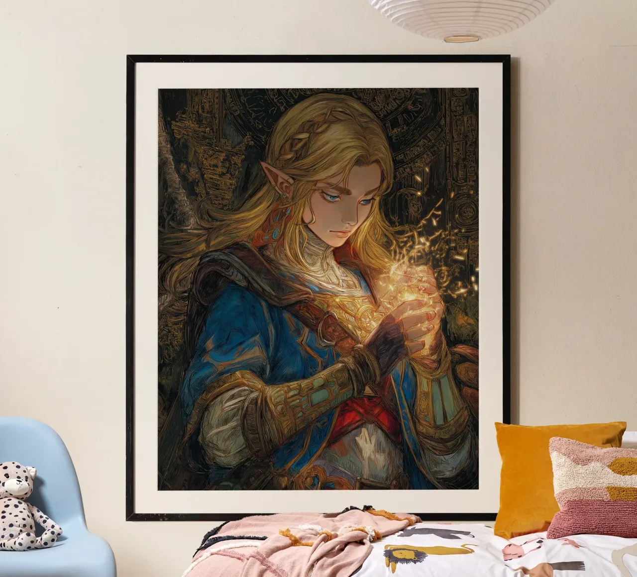 La leggenda di Zelda Breath of the Wild poster con telaio in plastica da Fleur de Lys