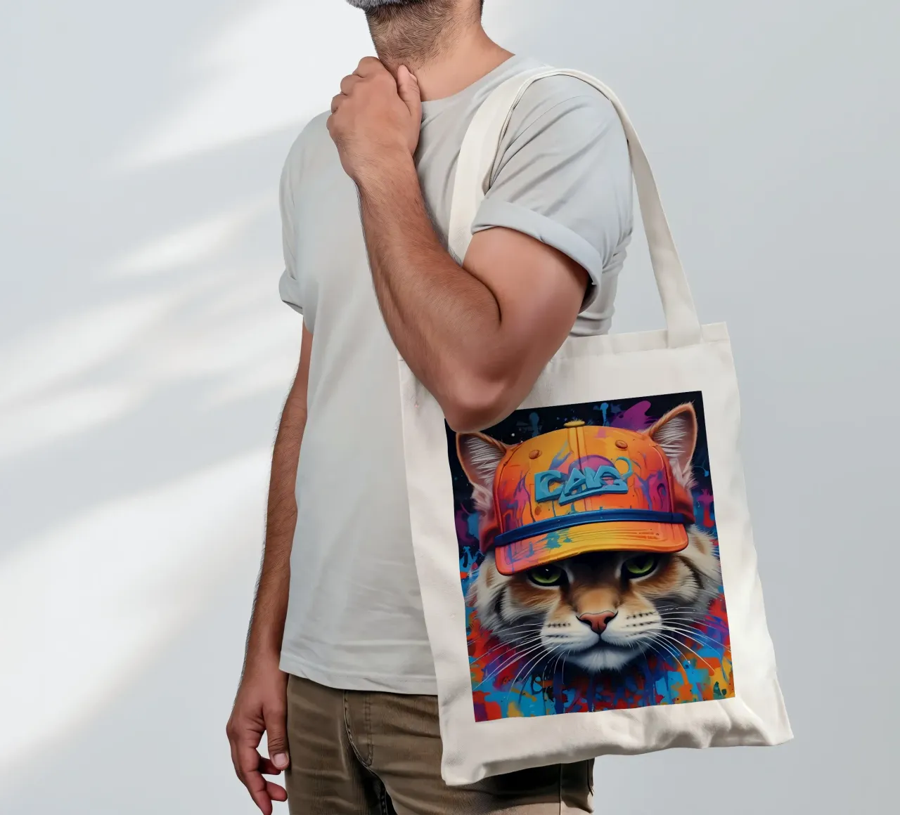 Brutale Katze mit Mütze Jutebeutel von MakArena