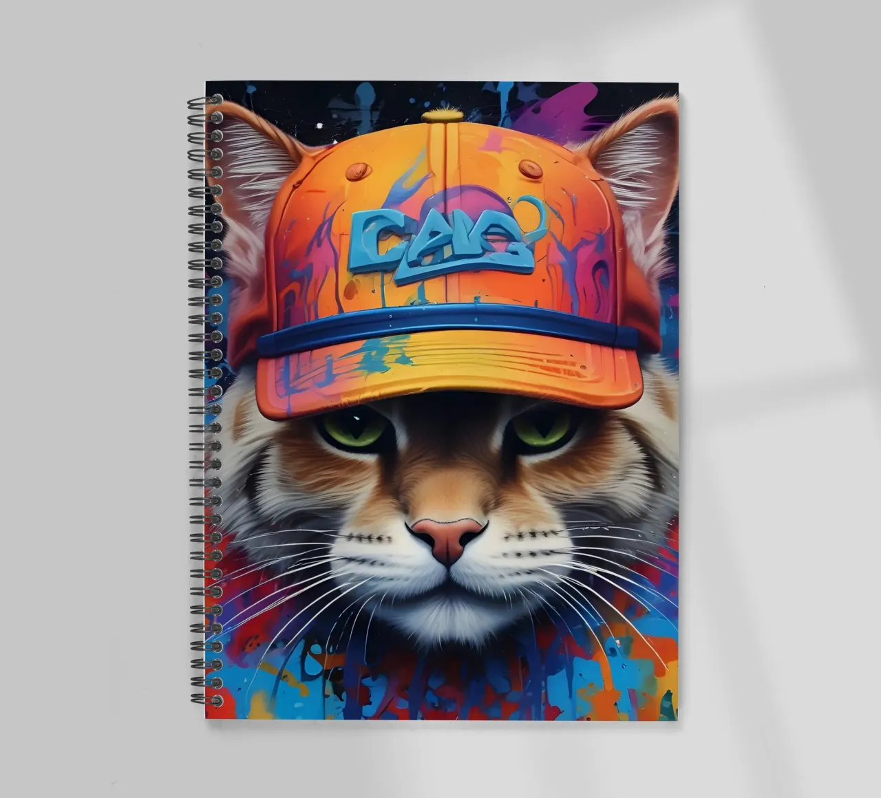 Brutal cat in a cap spiral notebook by MakArena