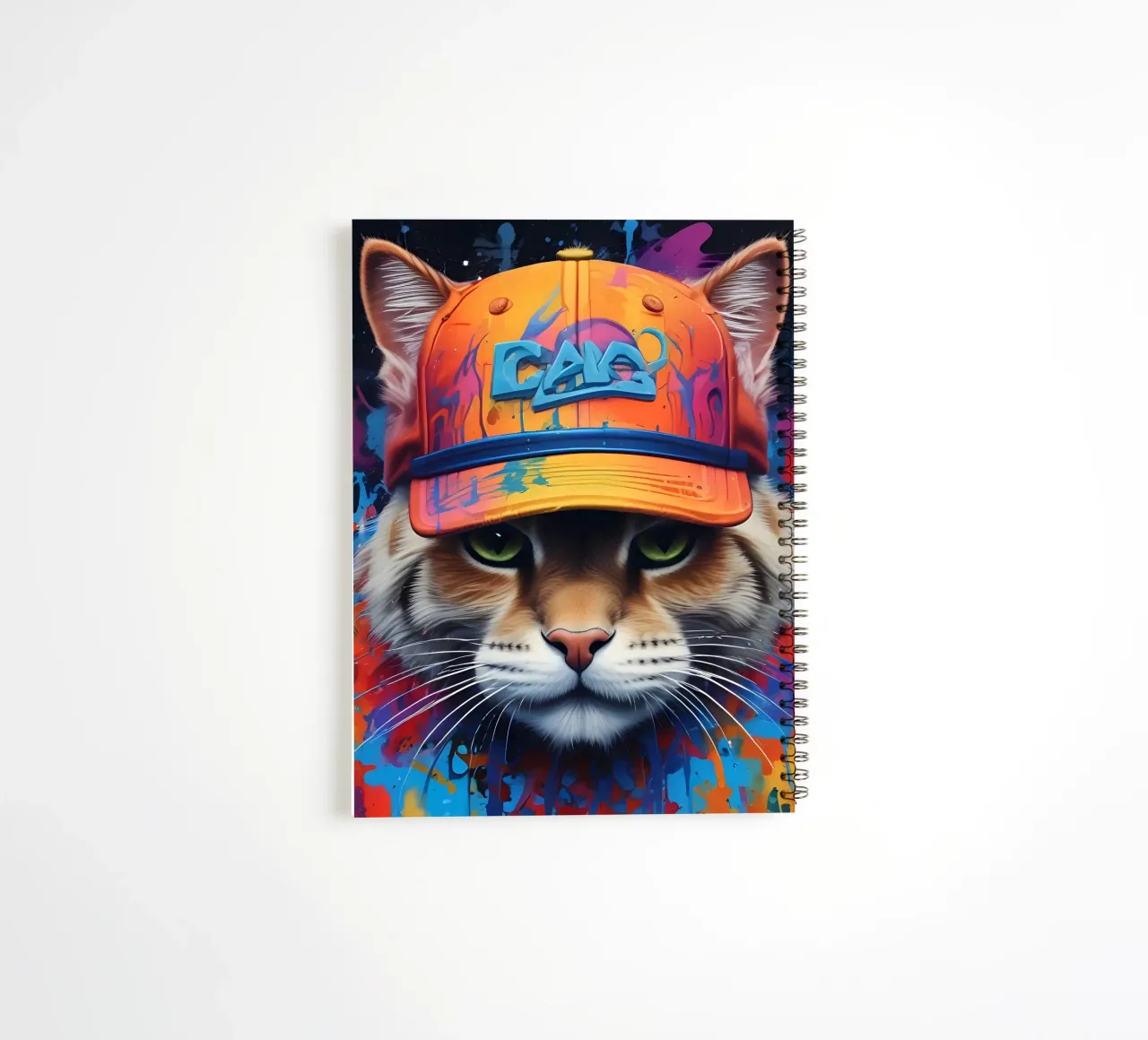 Brutal cat in a cap spiral notebook by MakArena