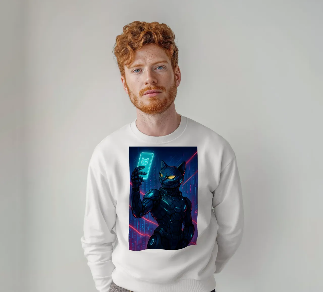 Il gatto robot si fa un selfie punk felpa da MakArena