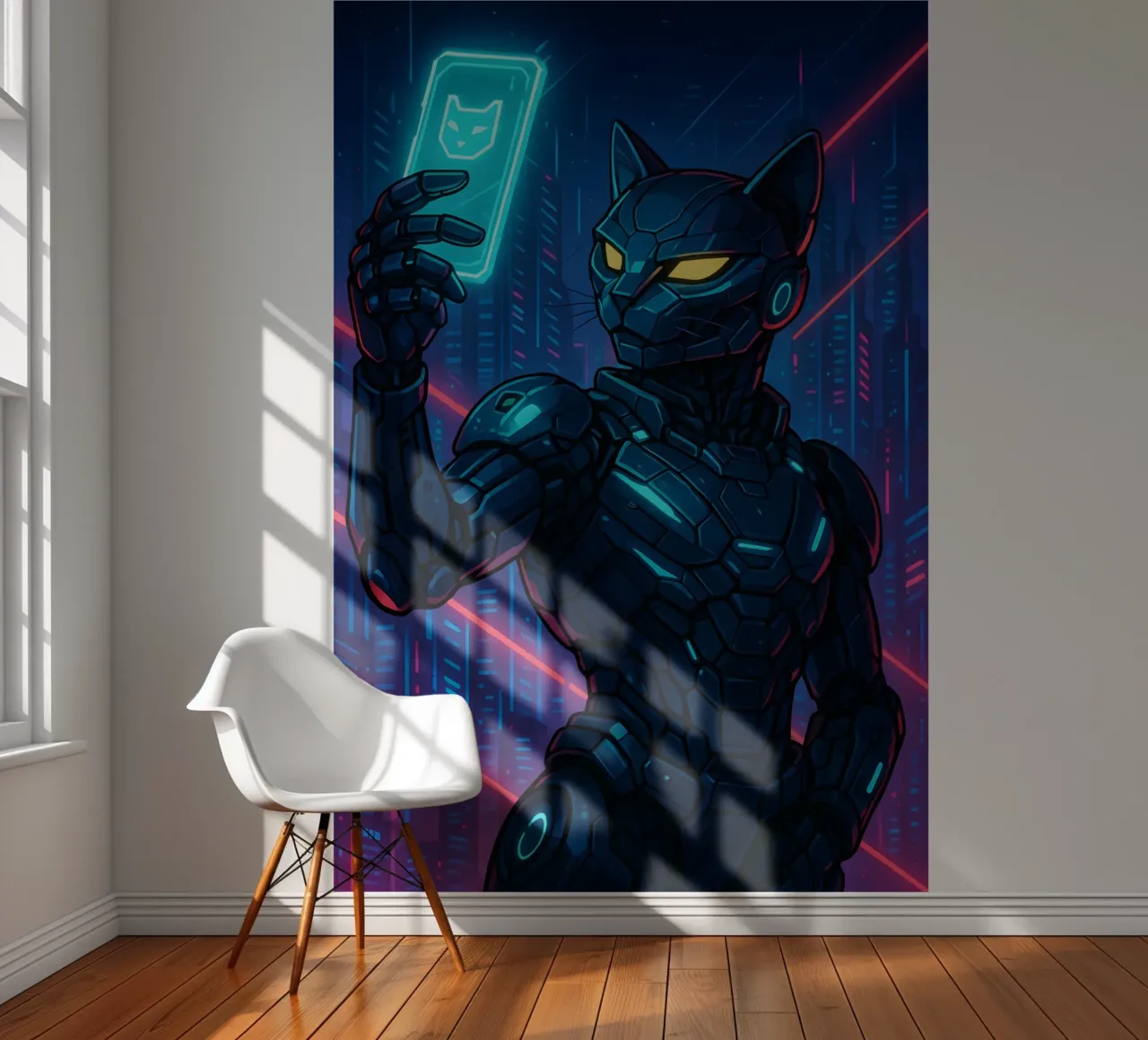 Robot cat takes a selfie punk photo wallpaper by MakArena