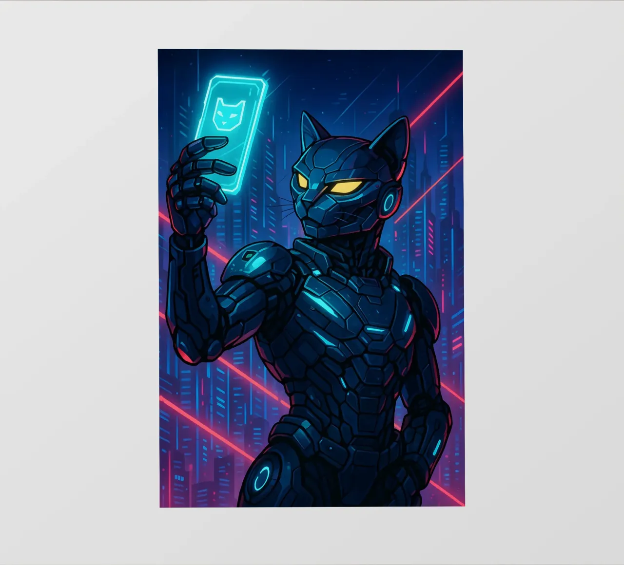 Robot cat takes a selfie punk photo wallpaper by MakArena